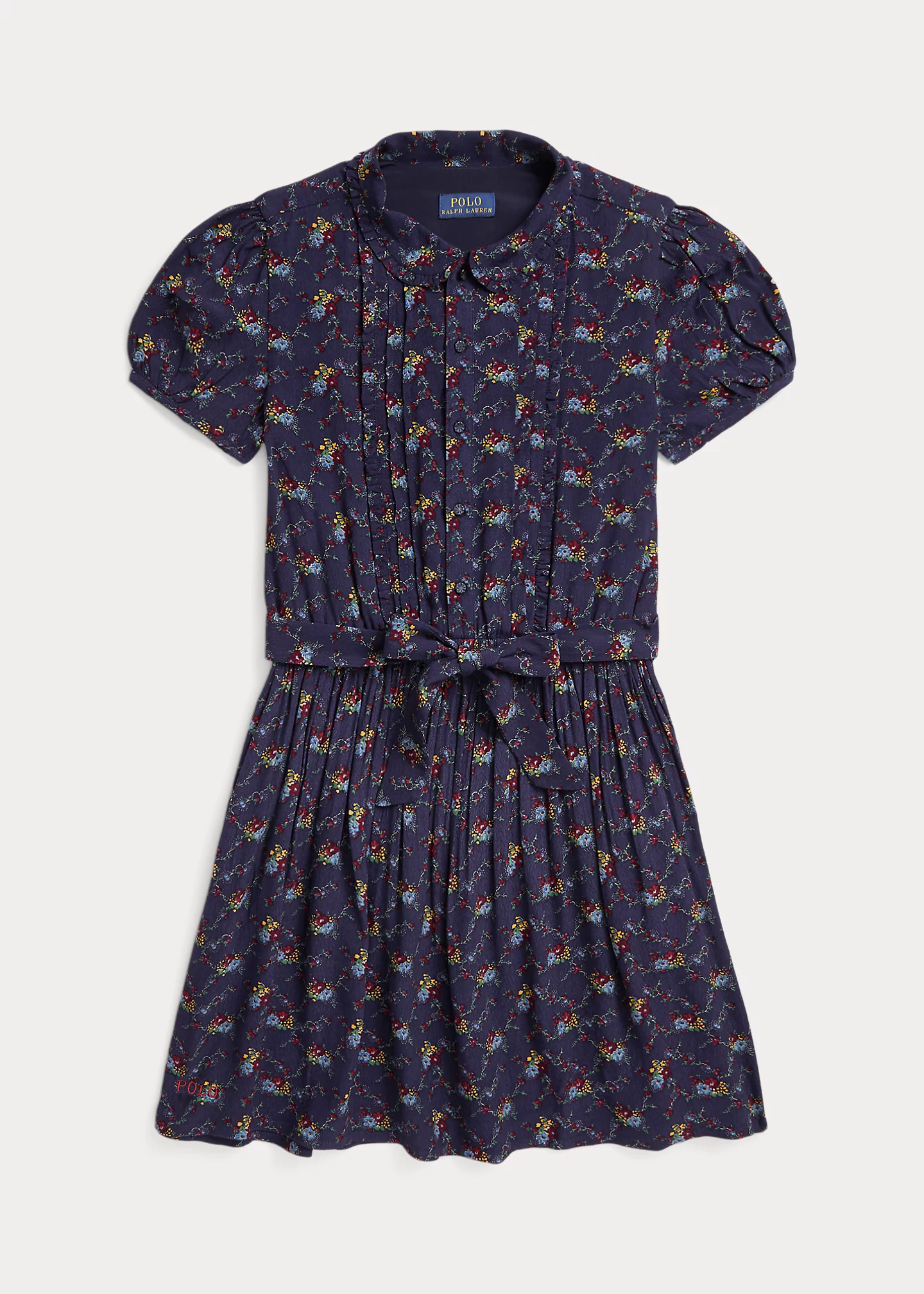 Floral Pintucked Crepe Dress