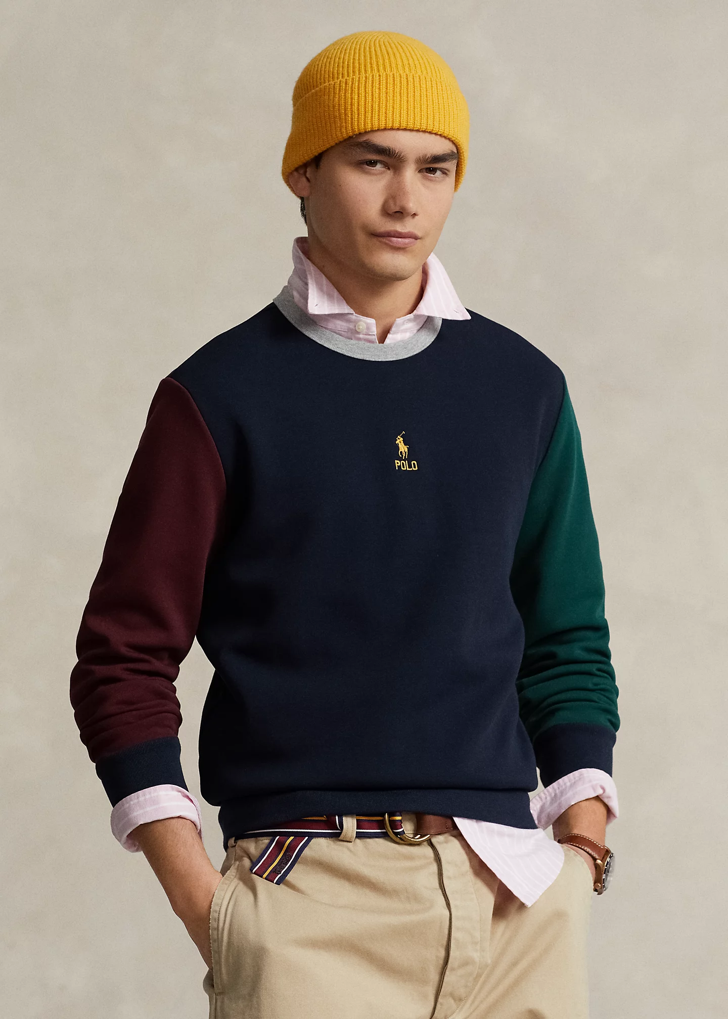 Color-Blocked Double-Knit Sweatshirt