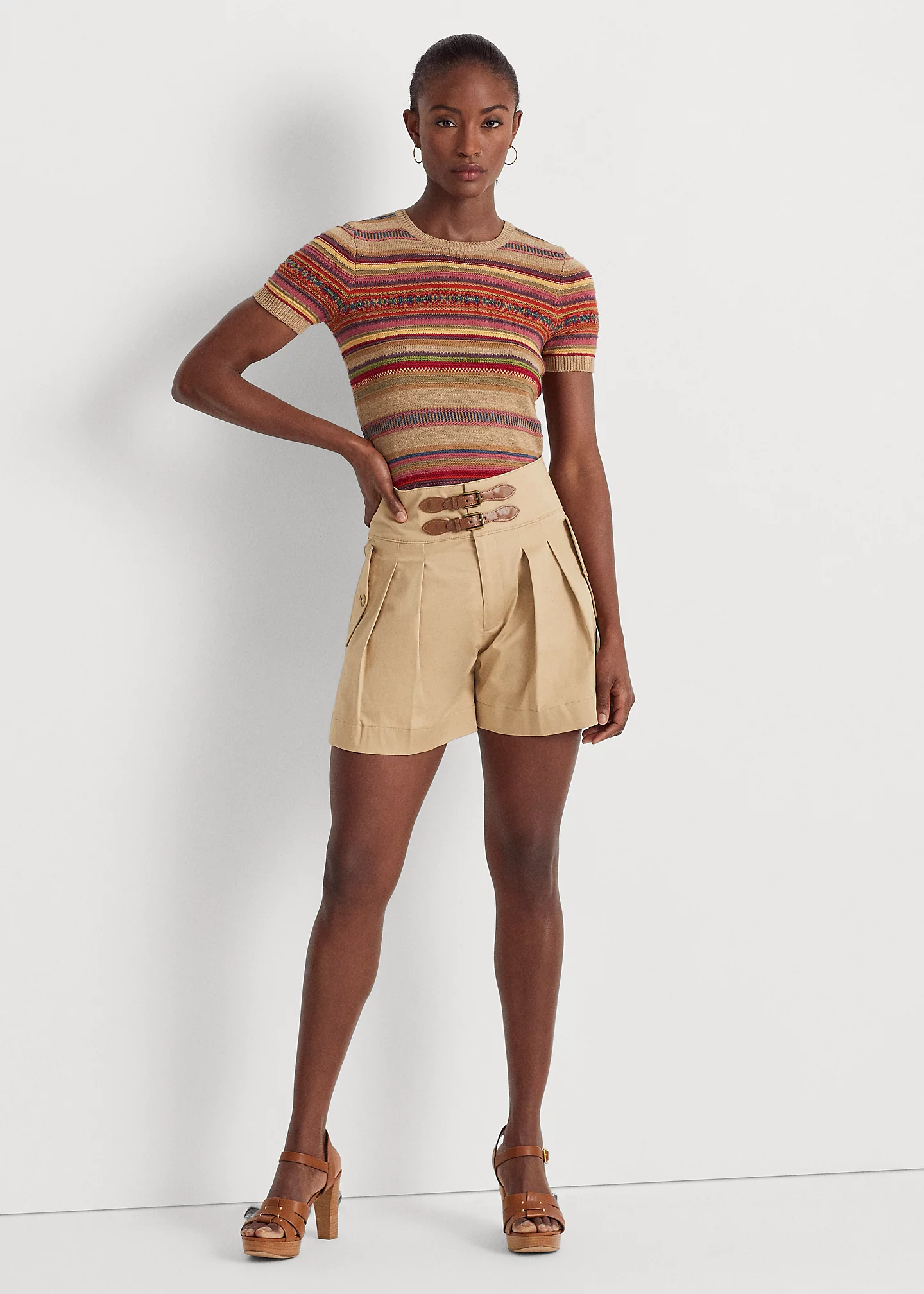 Buckle-Trim Sateen Short