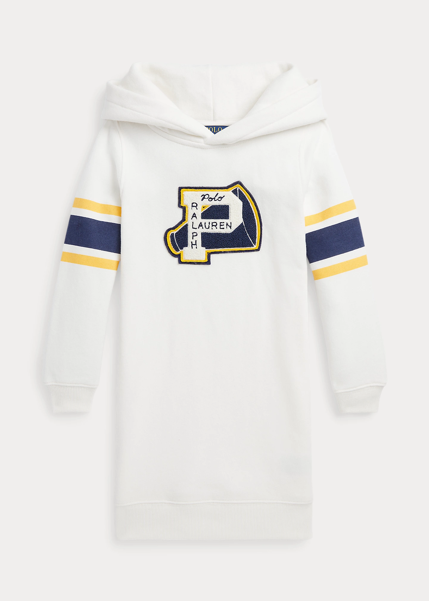 Letterman-Patch Fleece Hoodie Dress