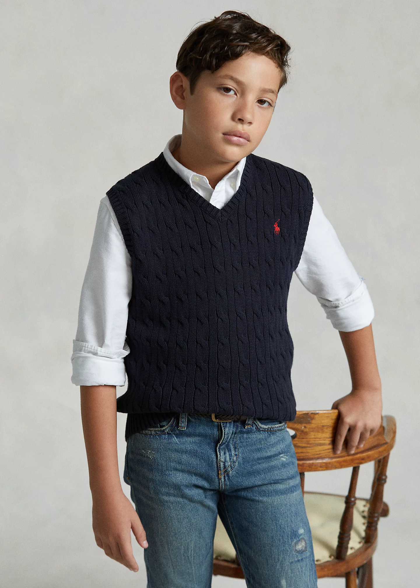 Cable-Knit Cotton Sweater Vest