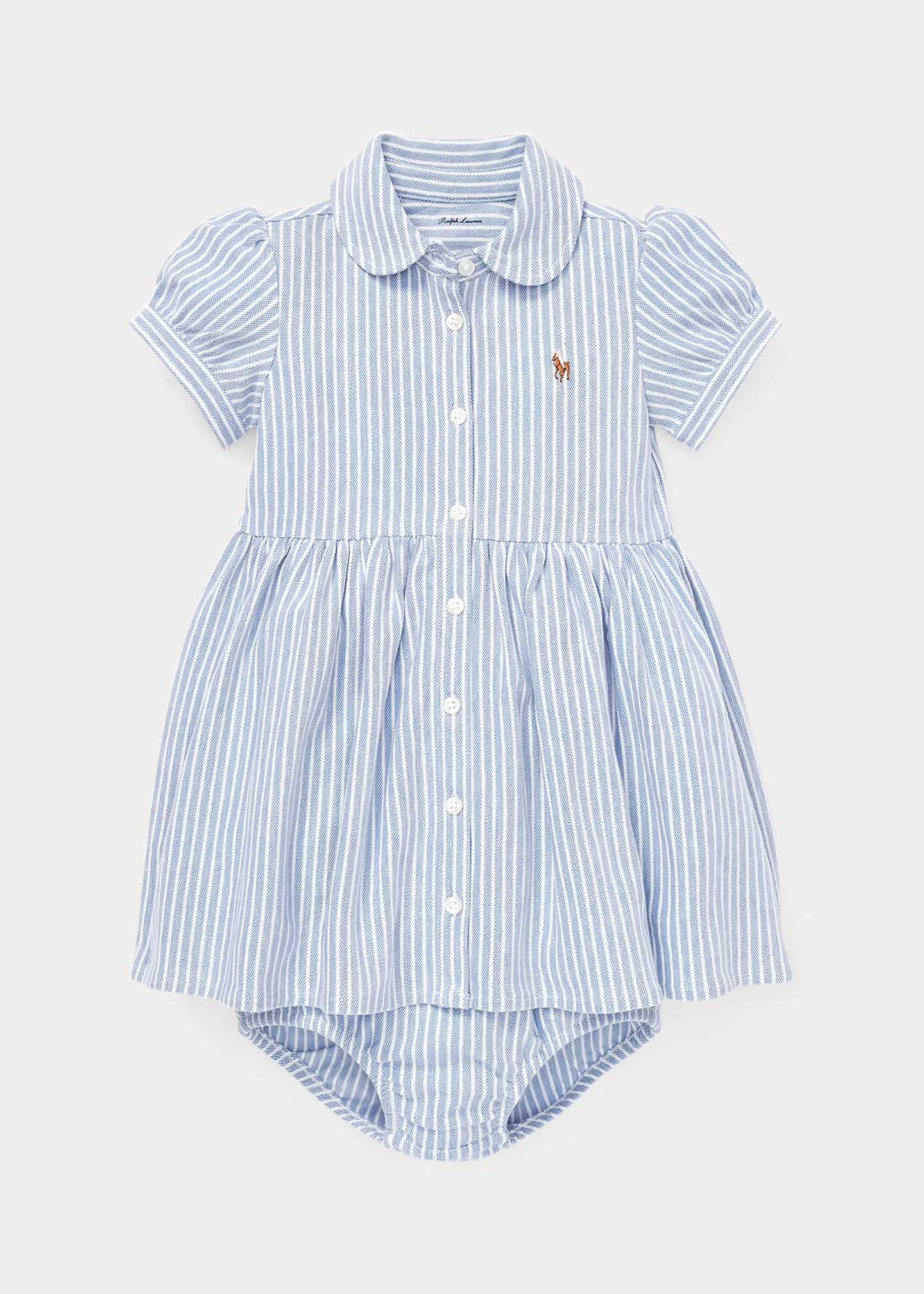 Striped Knit Oxford Shirtdress & Bloomer
