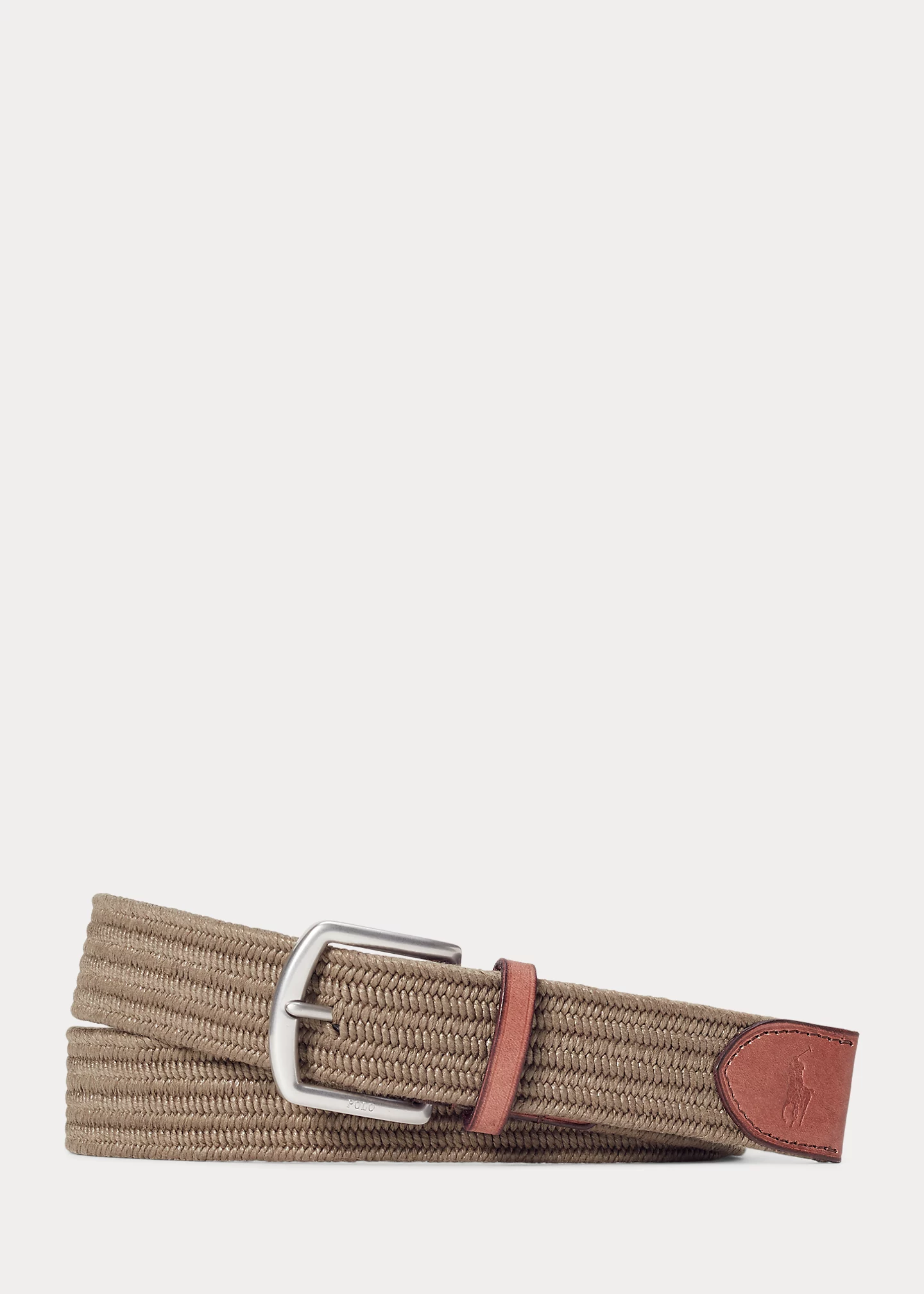 Leather-Trim Braided Belt