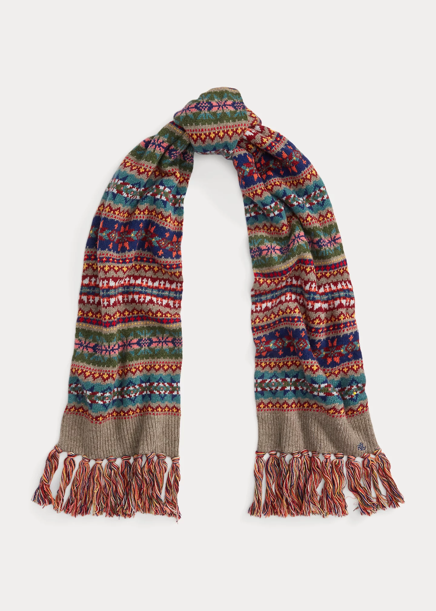 Fair Isle Fringe-Trim Wool-Blend Scarf