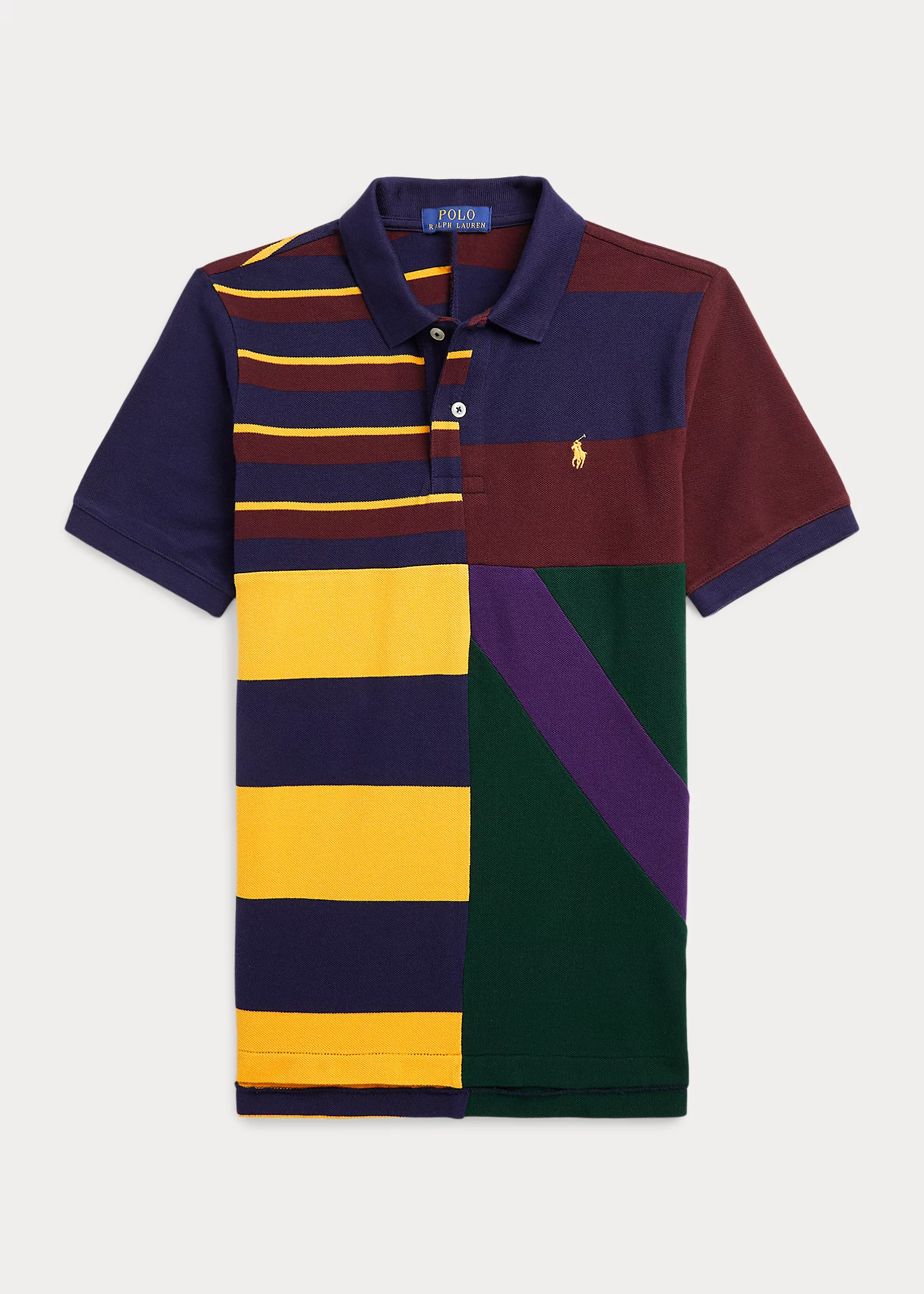 Patchwork Cotton Mesh Polo Shirt