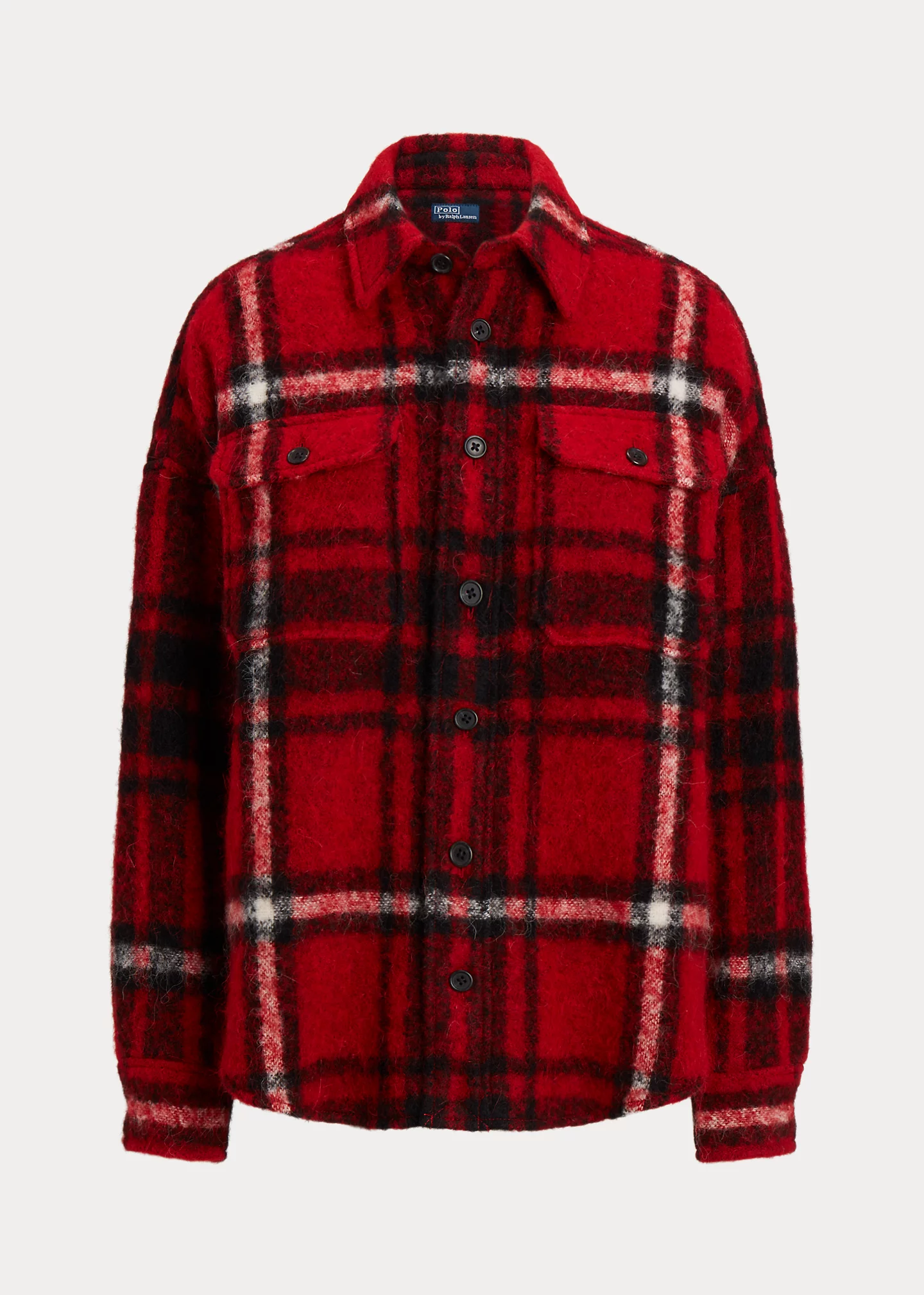 Oversize Fit Plaid Wool-Blend Shirt