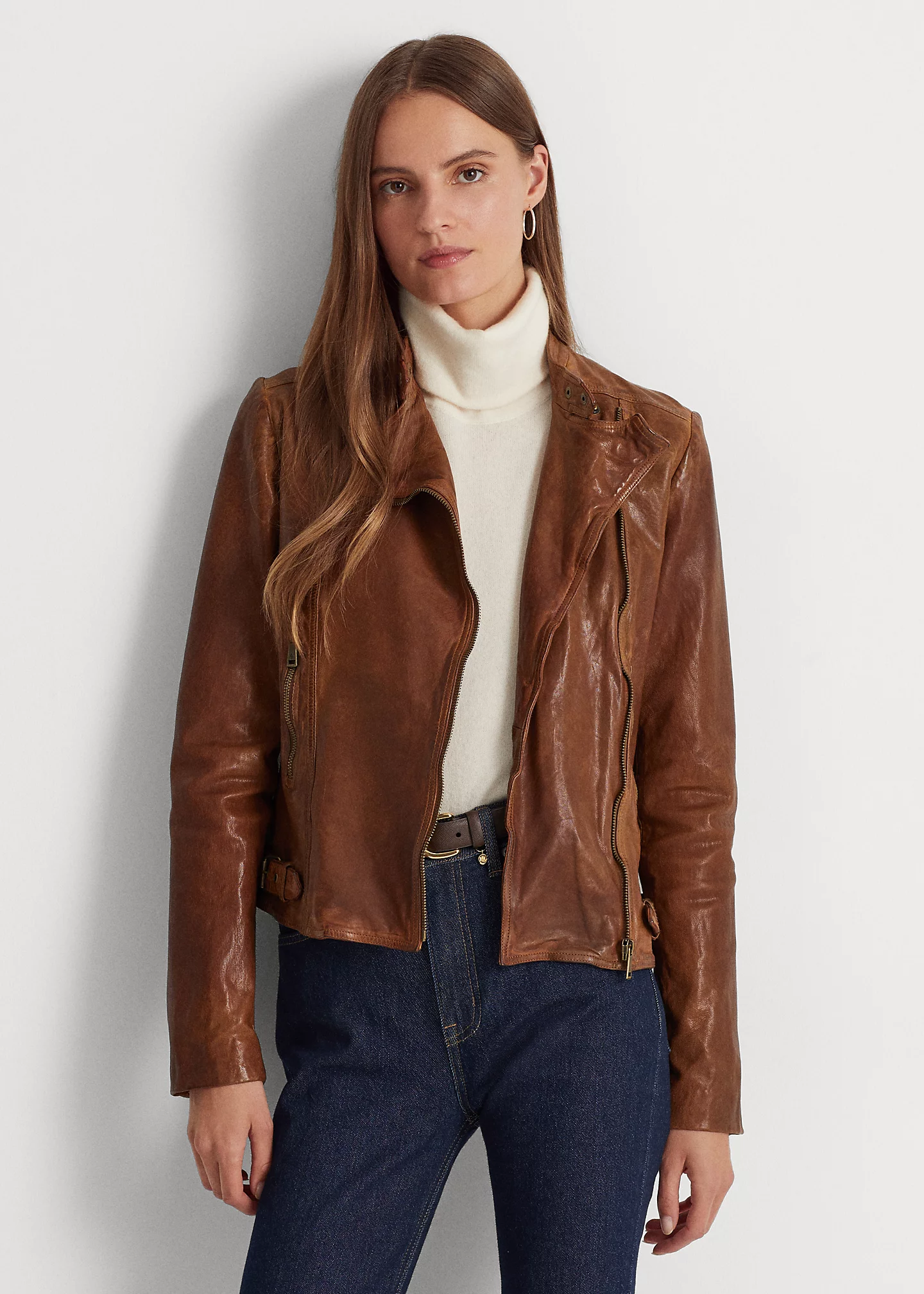 Burnished Leather Moto Jacket