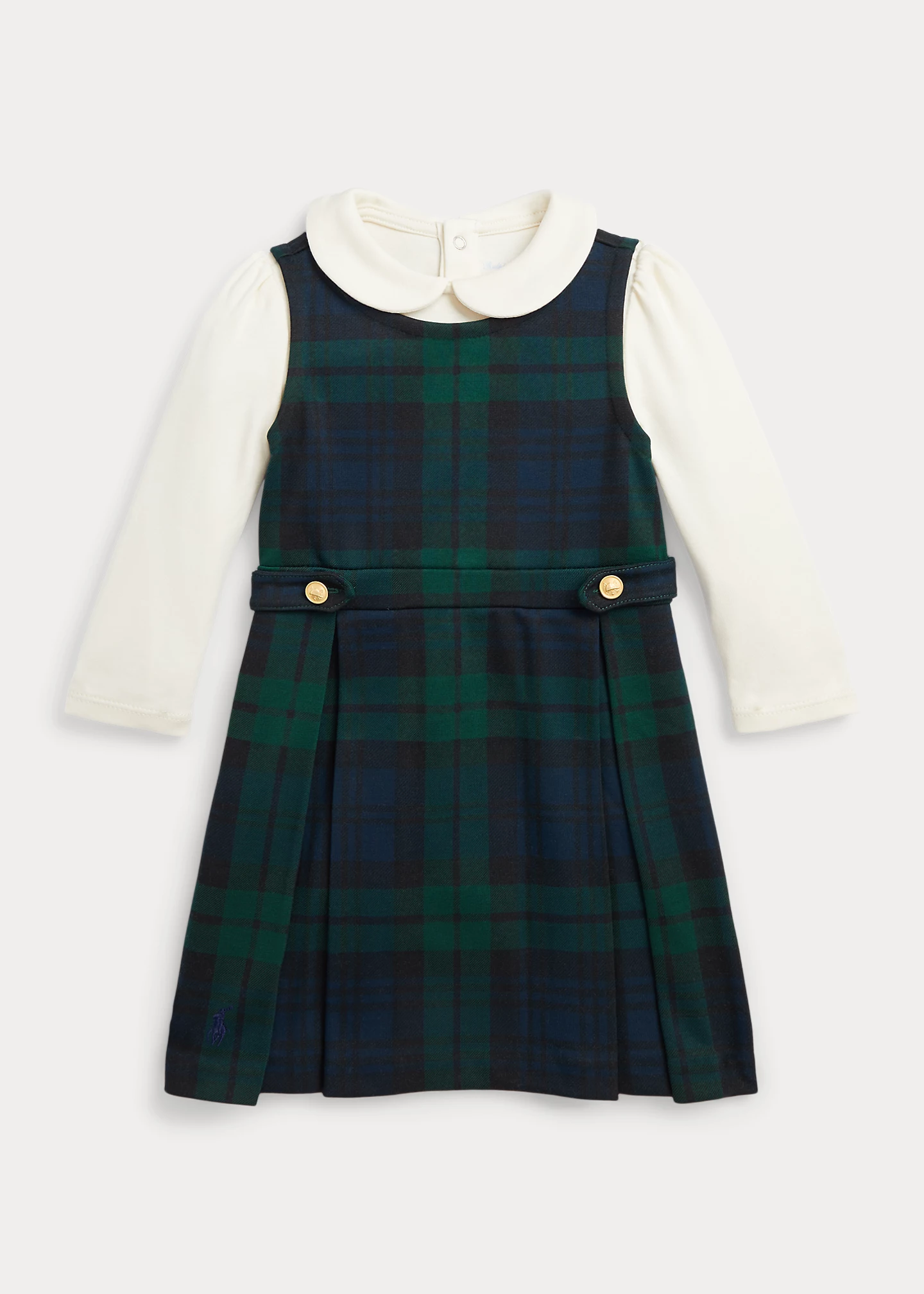 Cotton Bodysuit & Plaid Ponte Dress Set