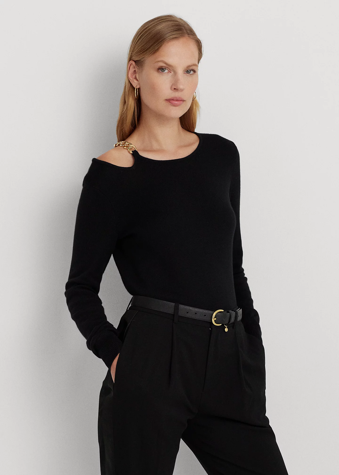 Chain-Trim Cotton-Blend Crewneck Sweater