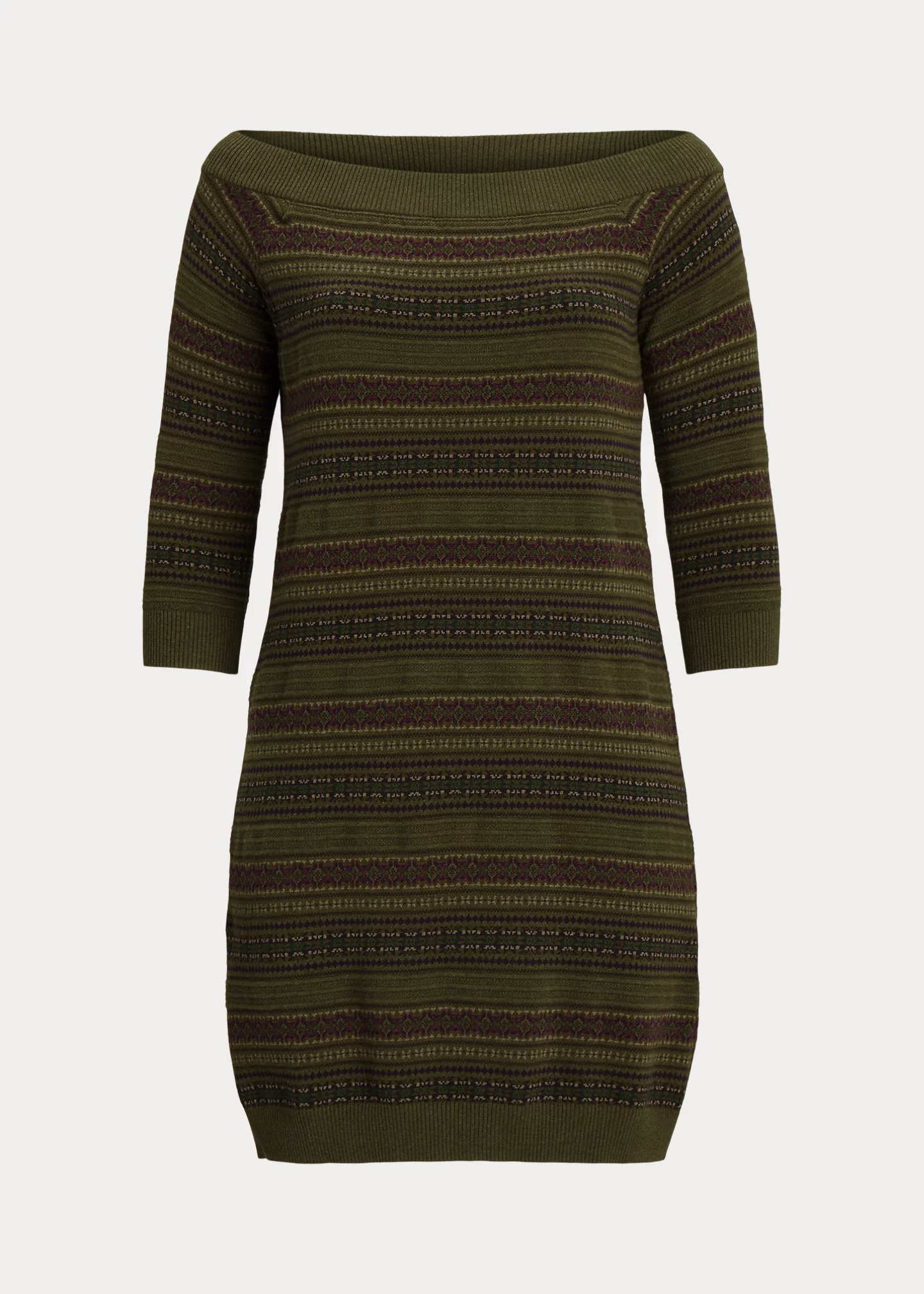 Fair Isle Off-the-Shoulder Sweater Dress