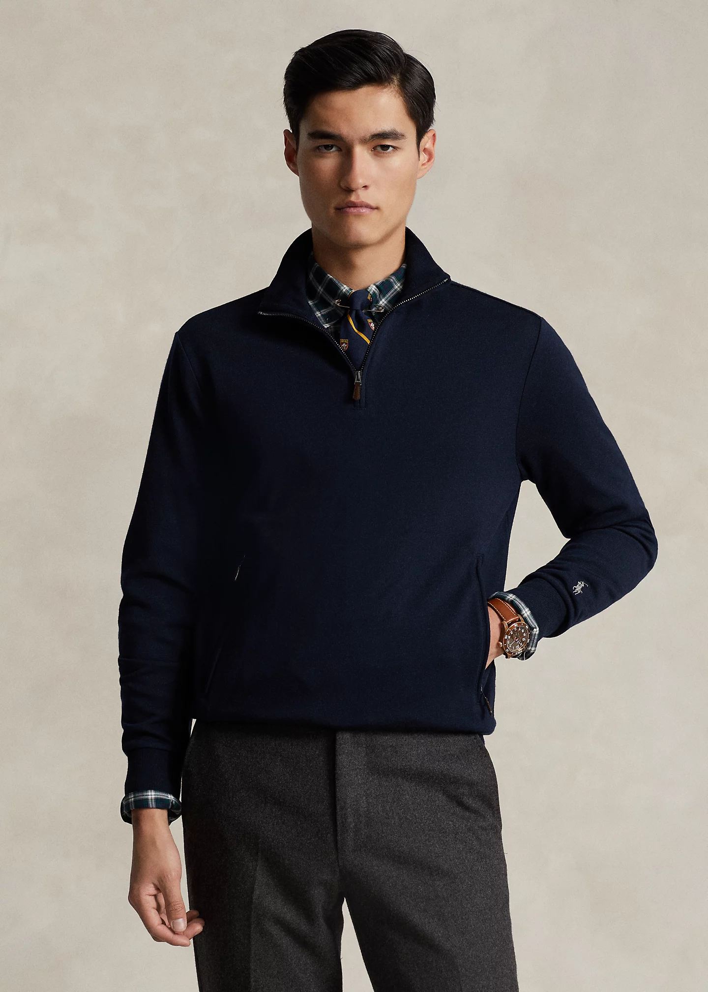 Wool Terry Quarter-Zip Pullover