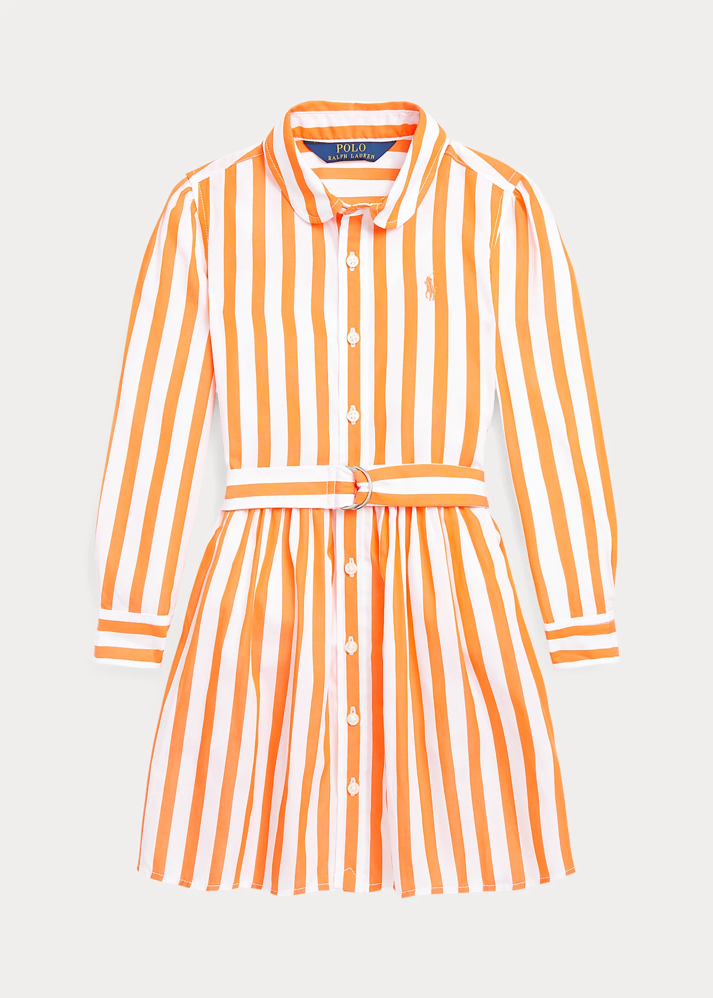 Striped Cotton Poplin Belted Shirtdress
