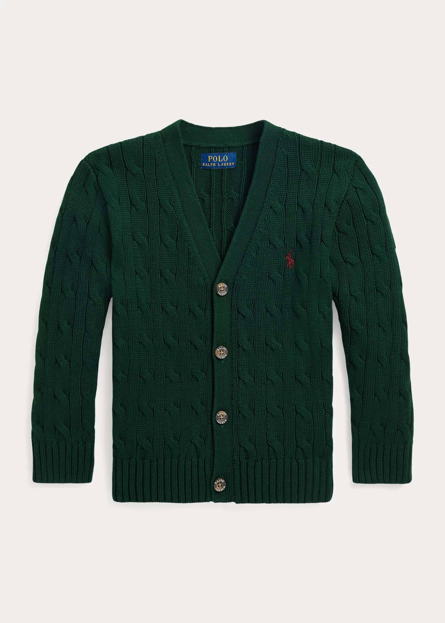 Cable-Knit Cotton V-Neck Cardigan