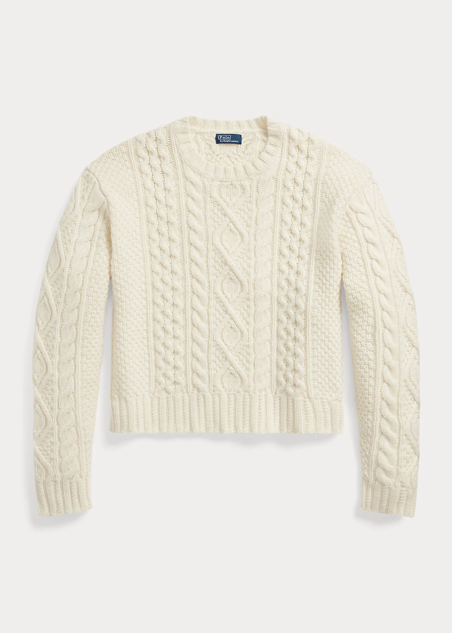 Aran-Knit Wool-Blend Crewneck Sweater