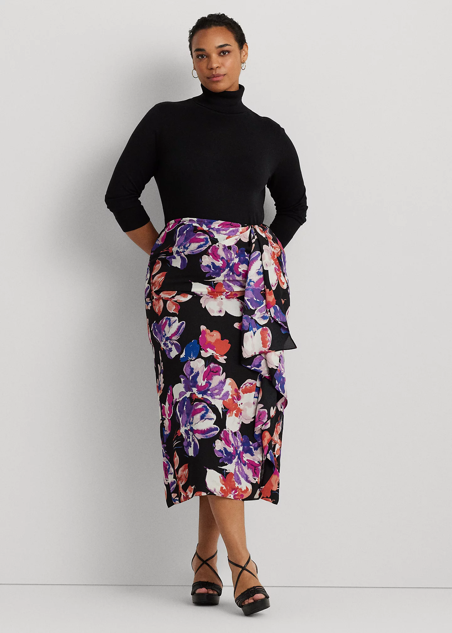 Floral Georgette Midi Skirt