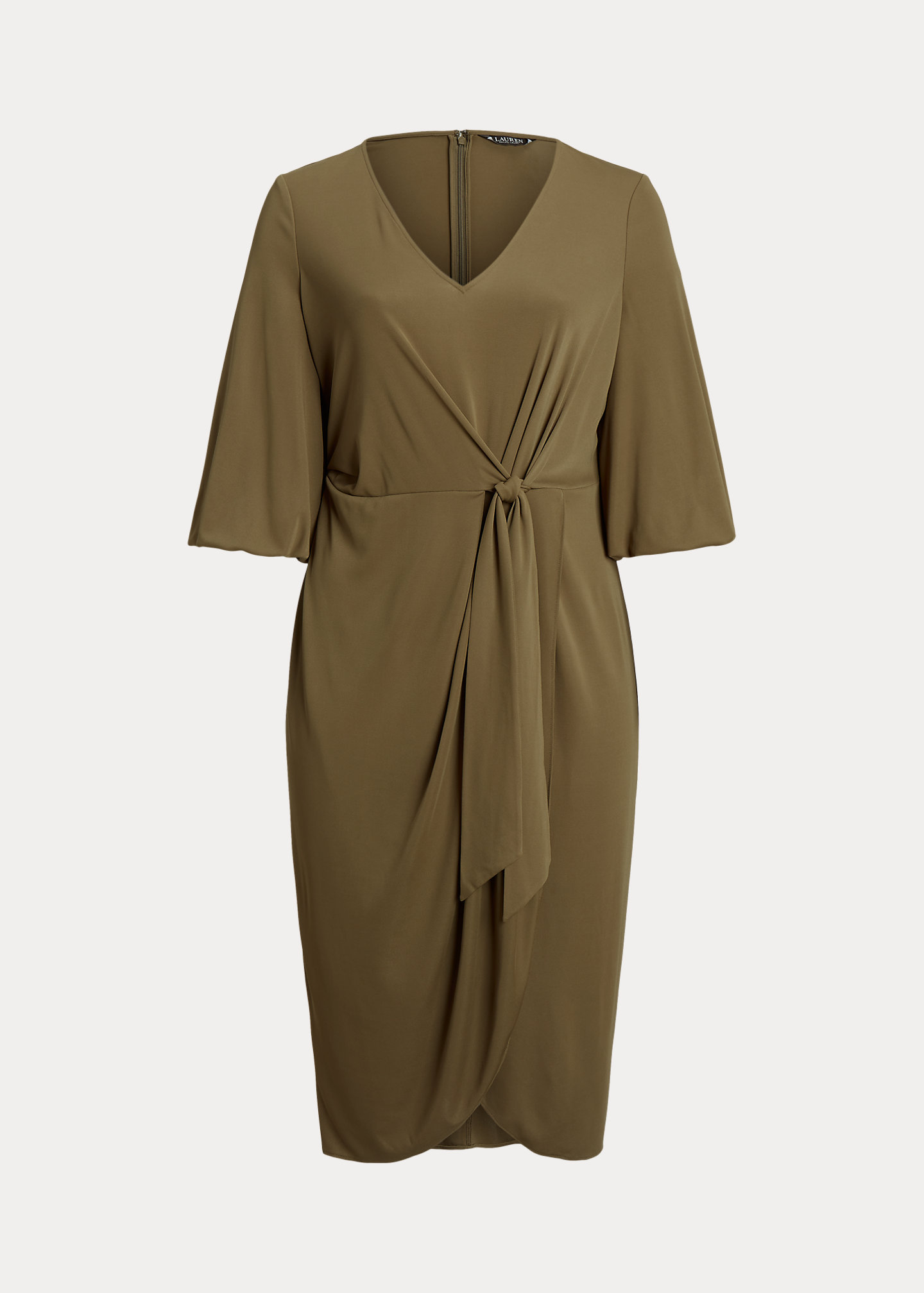 Stretch Jersey Tie-Front Midi Dress