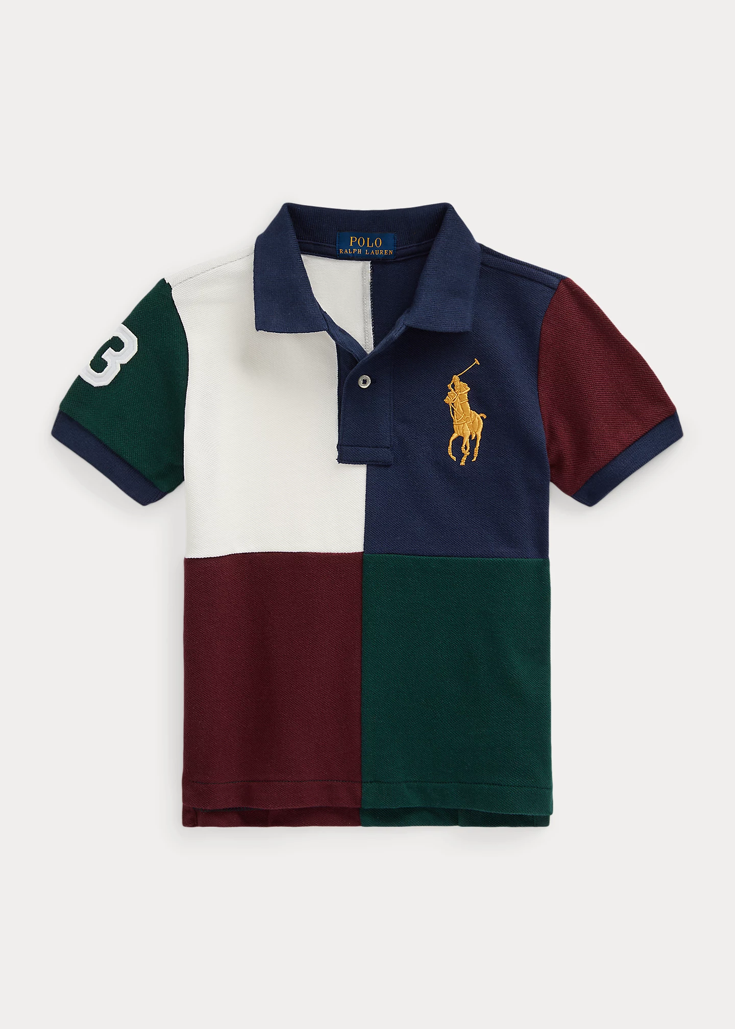 Color-Blocked Big Pony Cotton Polo Shirt