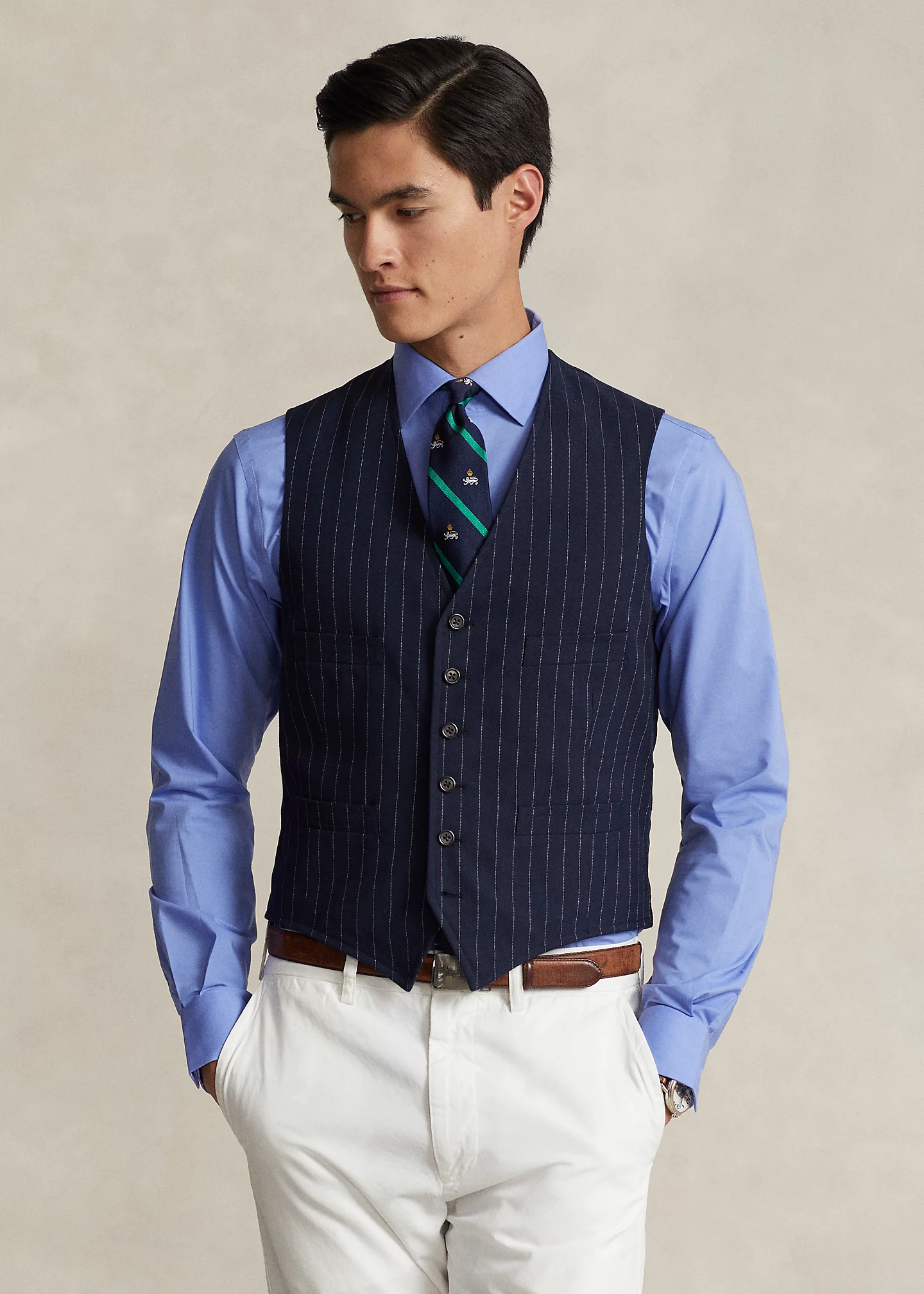 Tailored Pinstripe Cotton-Silk Vest