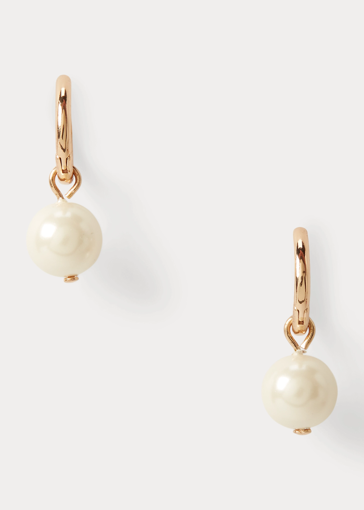 Gold-Tone Faux-Pearl Huggie Earrings