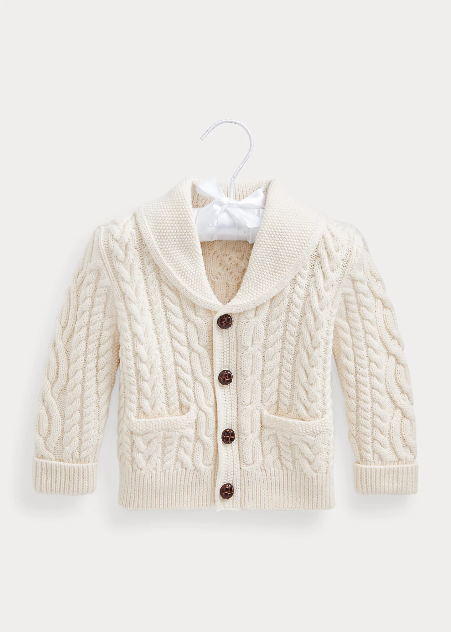 Aran-Knit Cotton-Wool Cardigan