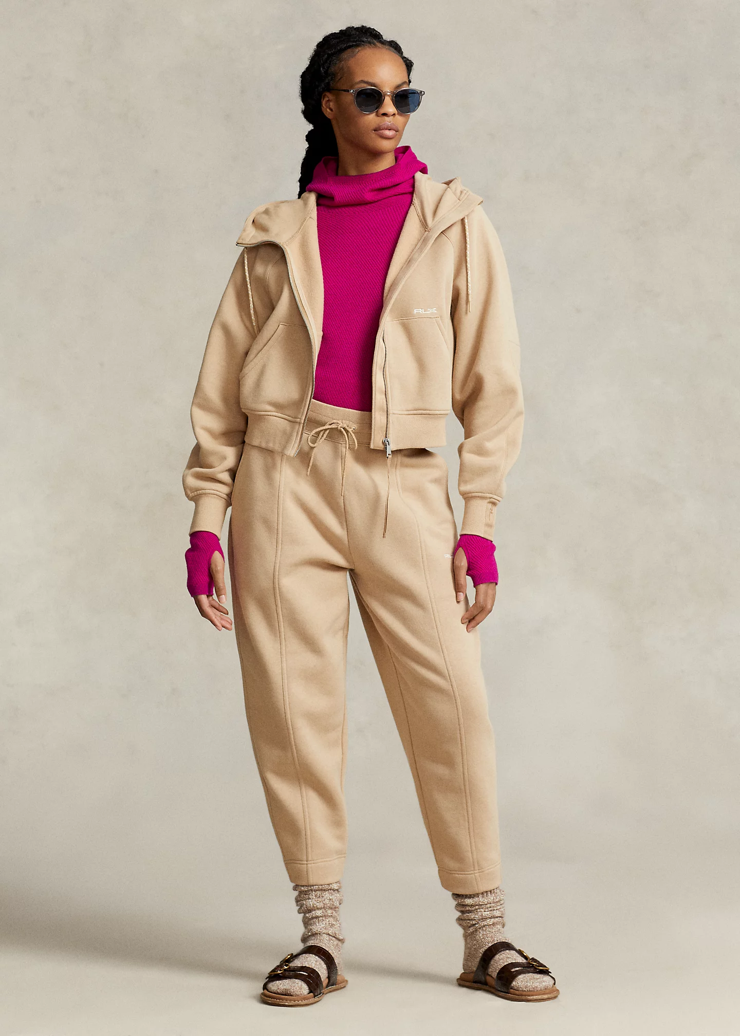 Cotton-Blend-Fleece Carrot Sweatpant