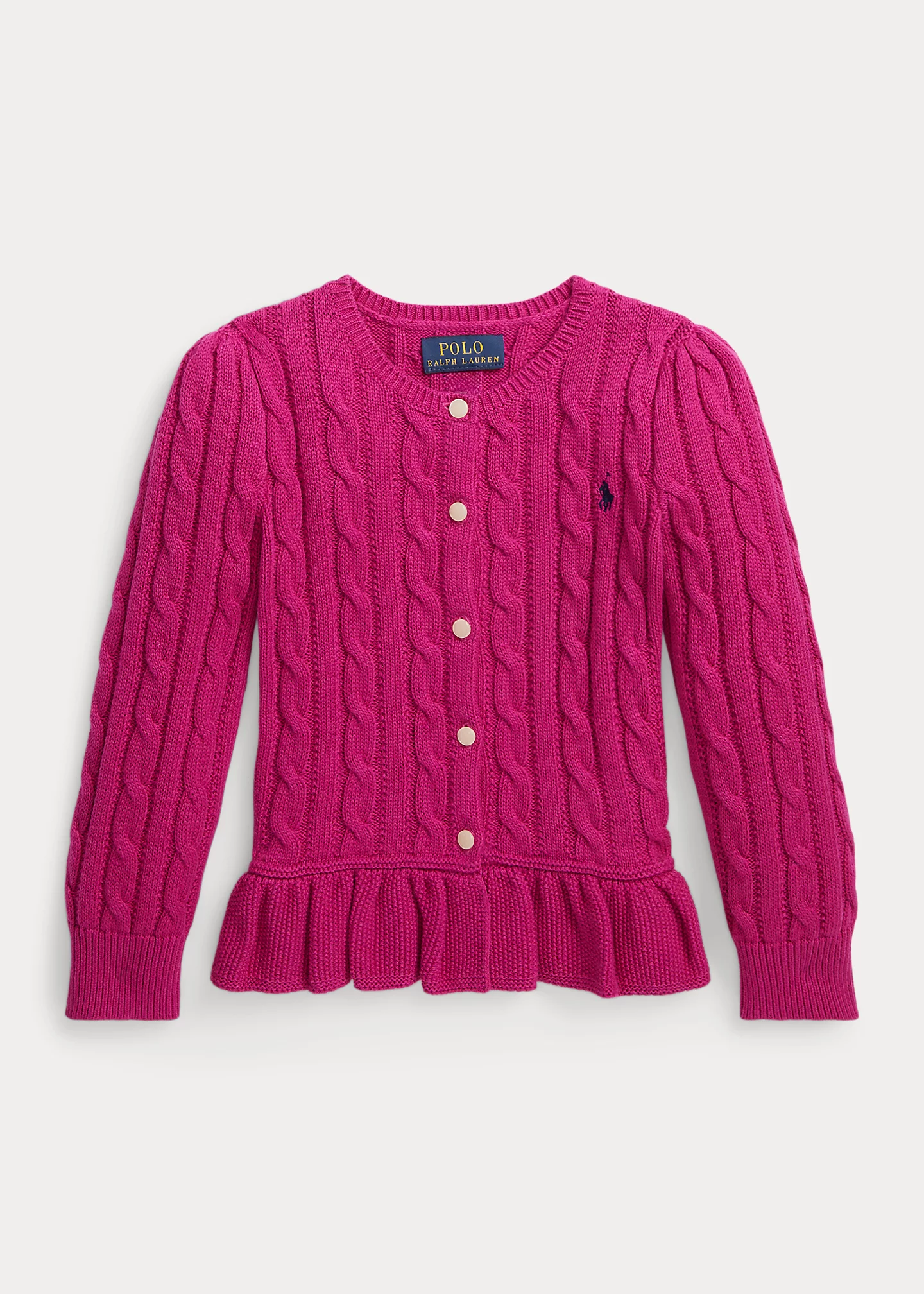 Cable-Knit Cotton Peplum Cardigan