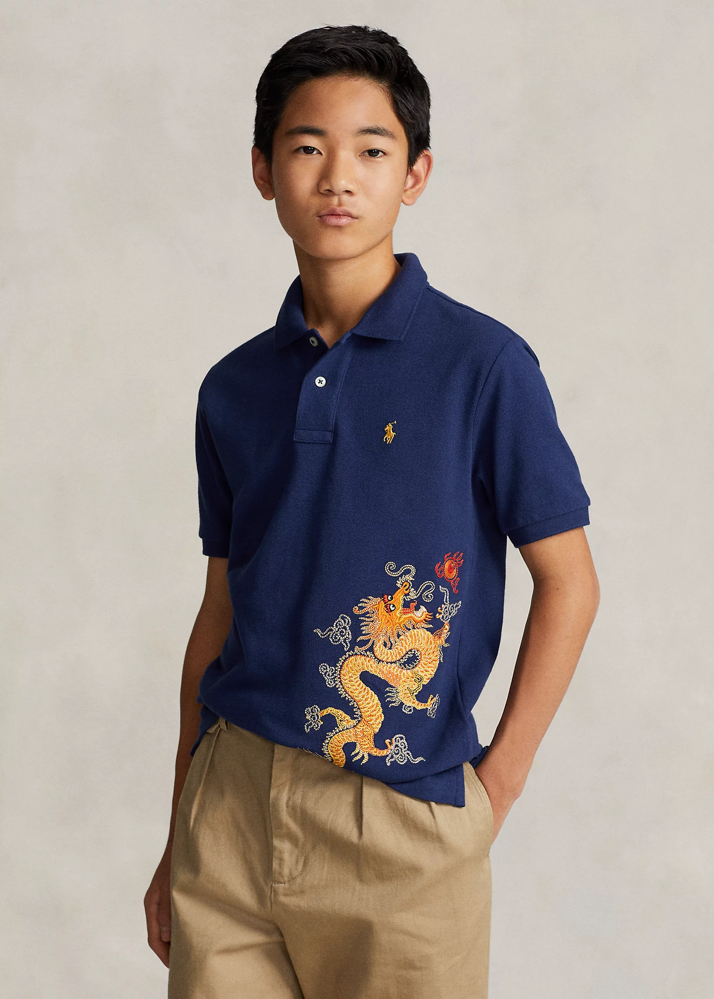 Lunar New Year Dragon Mesh Polo Shirt
