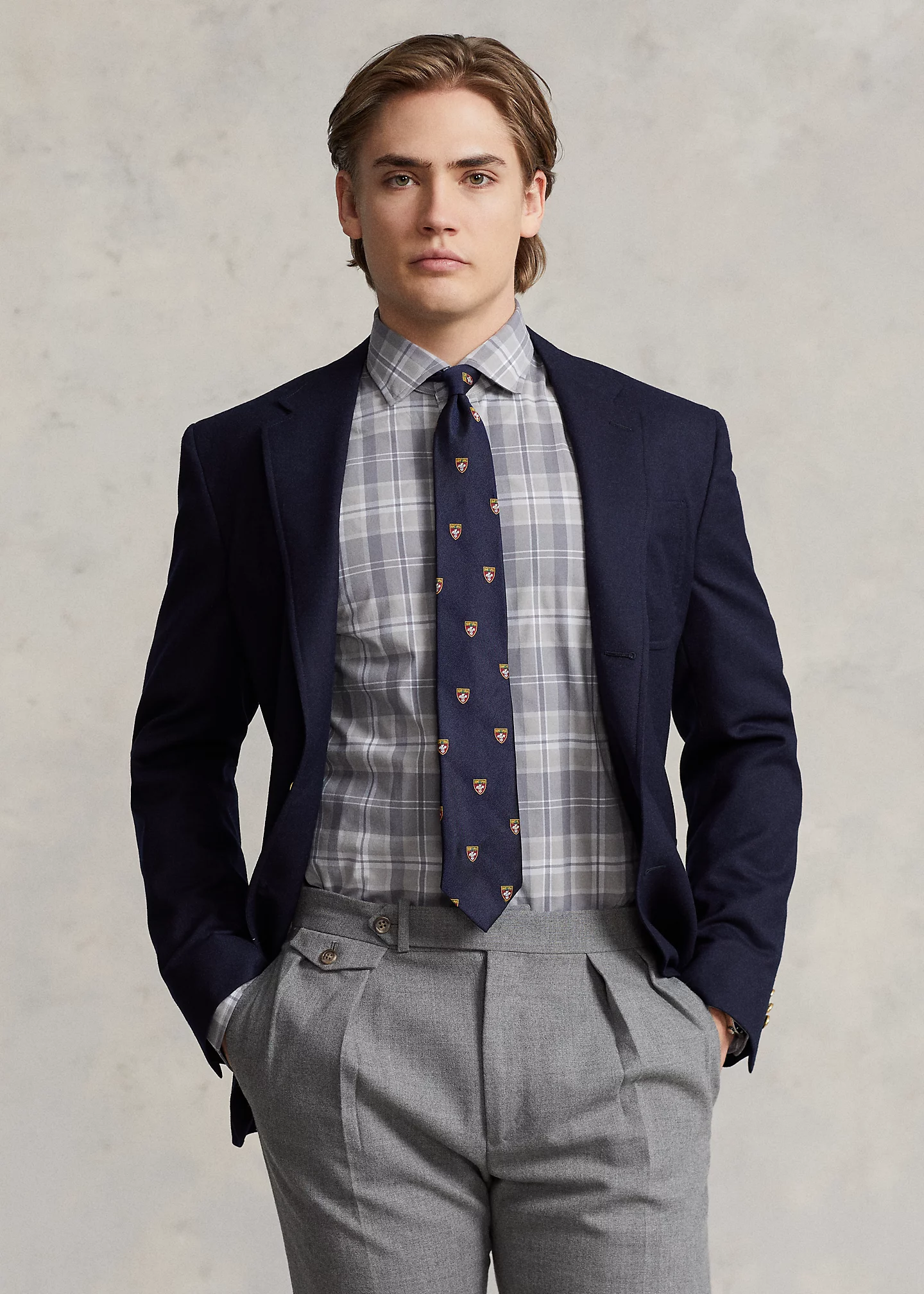 Classic Fit Plaid Stretch Poplin Shirt