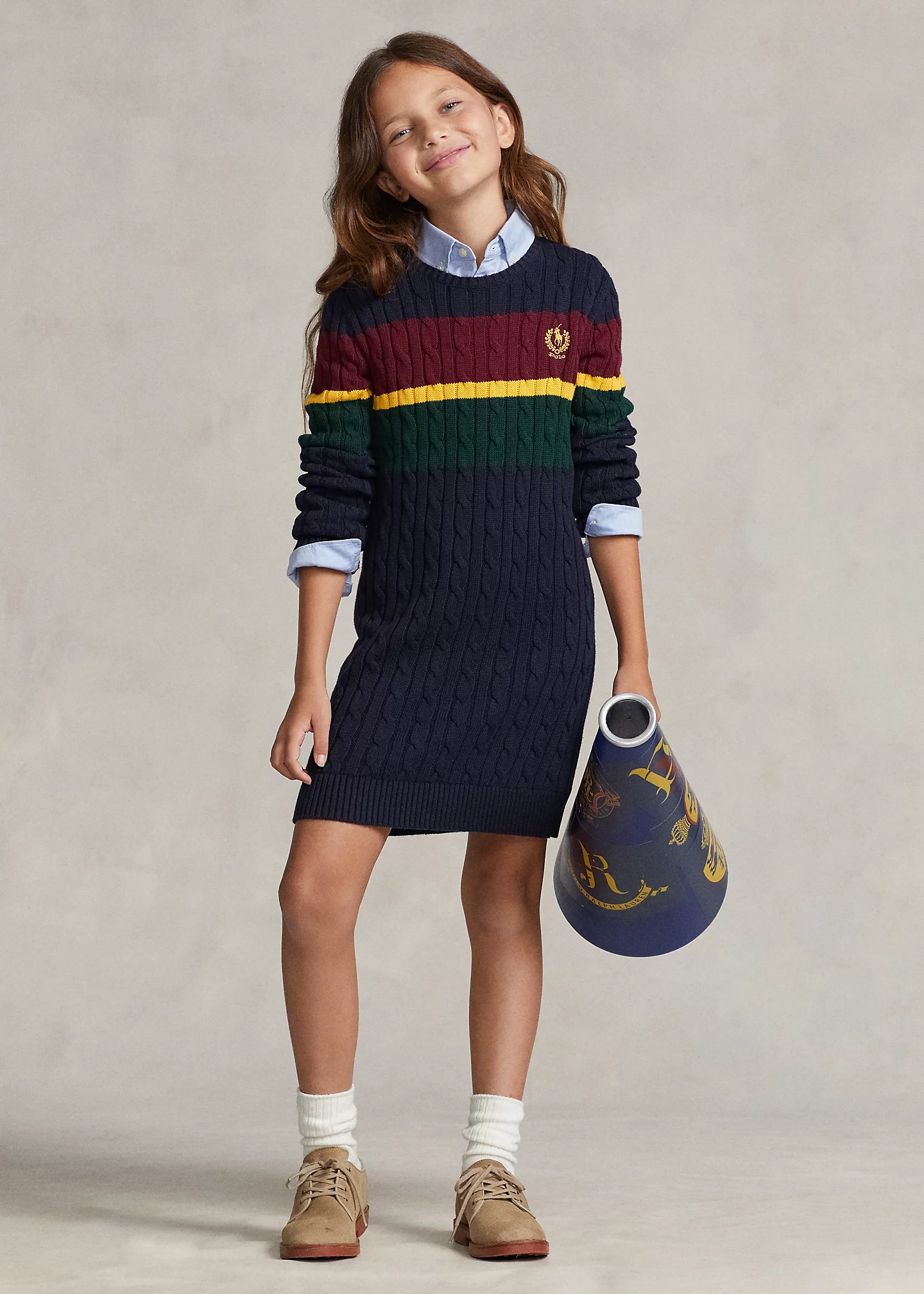 Striped Cable-Knit Cotton Sweater Dress