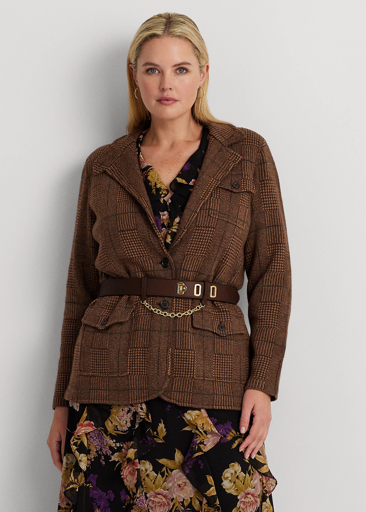 Checked Plaid Wool-Blend Blazer