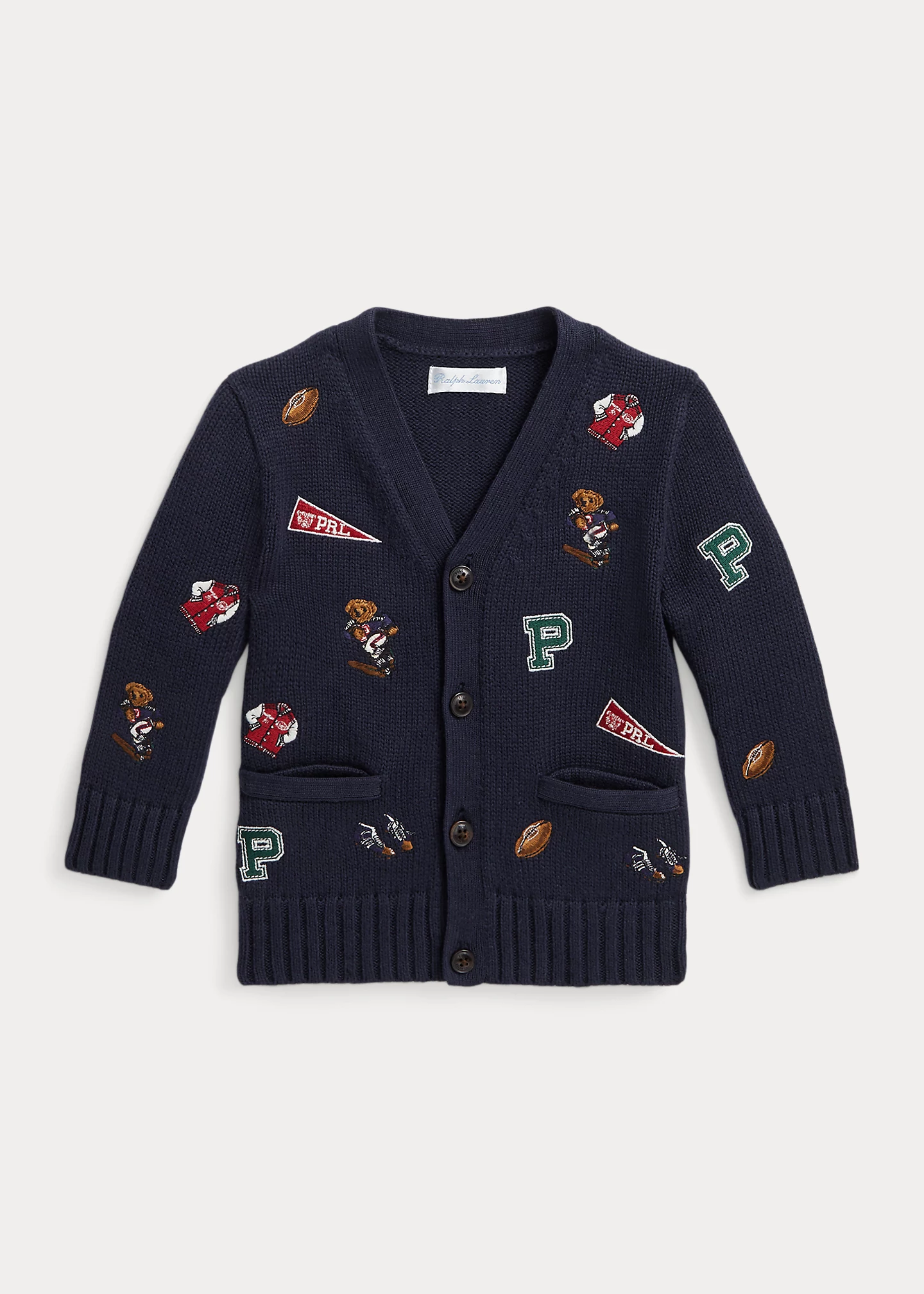 Polo Bear Cotton V-Neck Cardigan