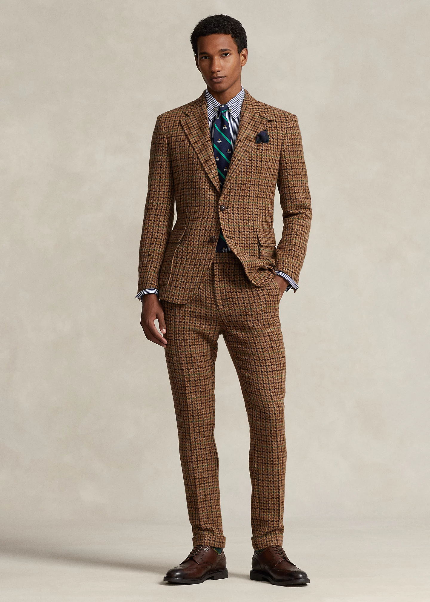 Checked Wool Tweed Suit Trouser