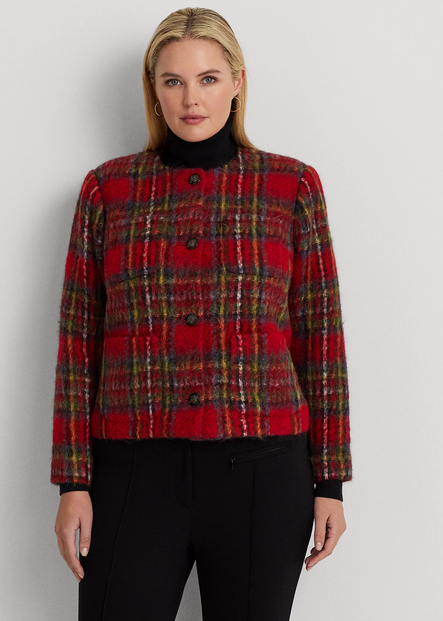 Plaid Mohair Cropped Jacket