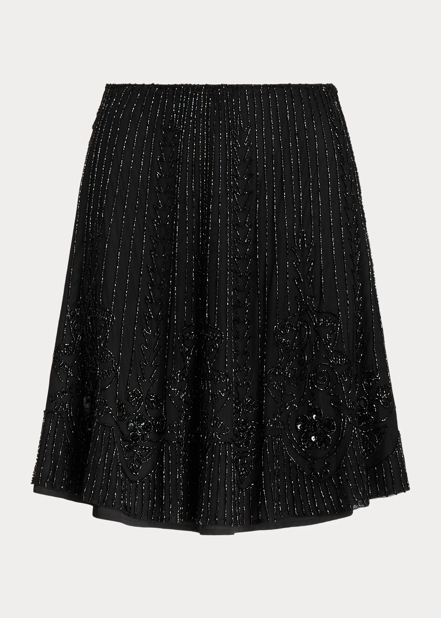 Beaded Mesh A-line Skirt