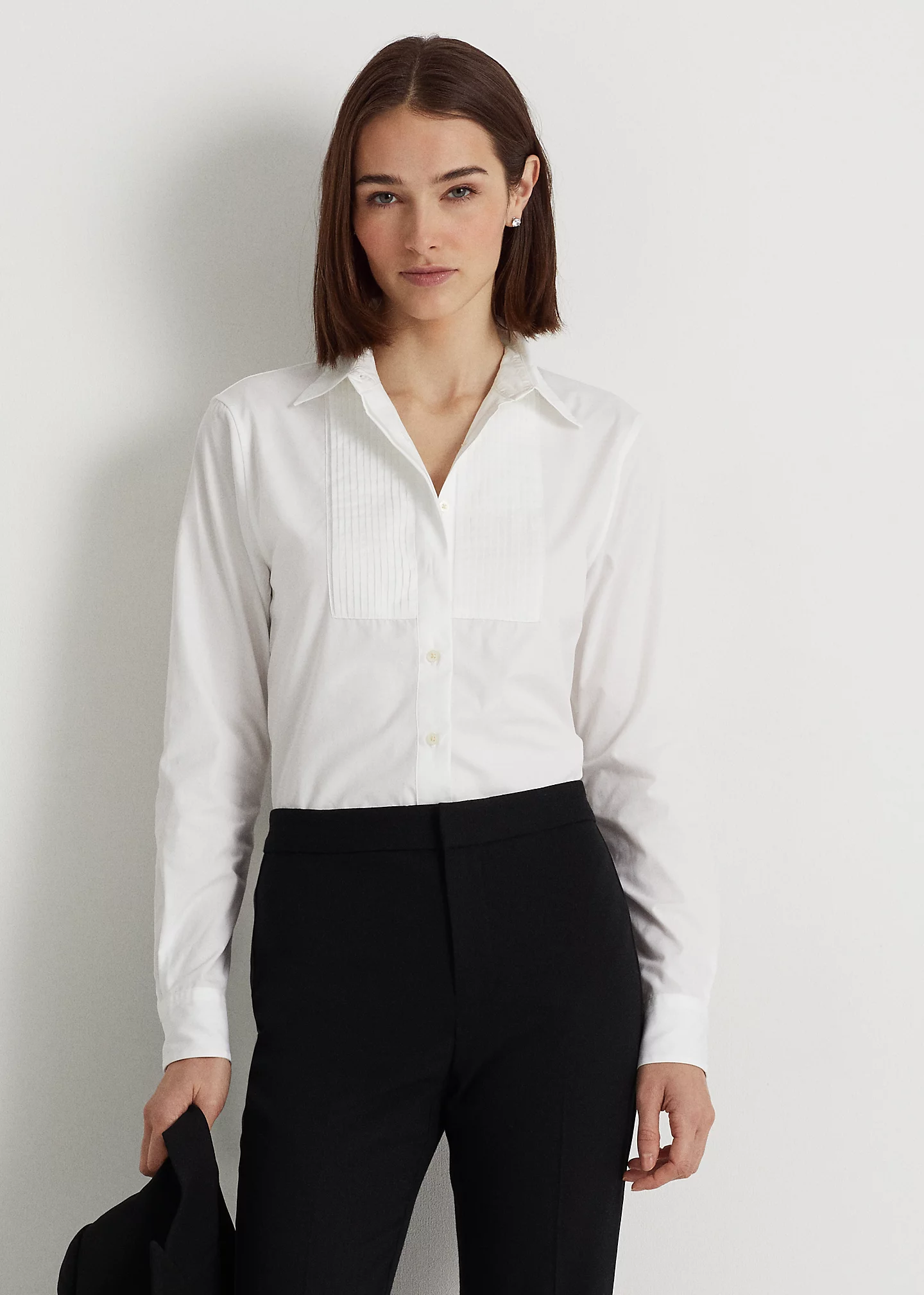 Pintucked Cotton Broadcloth Shirt