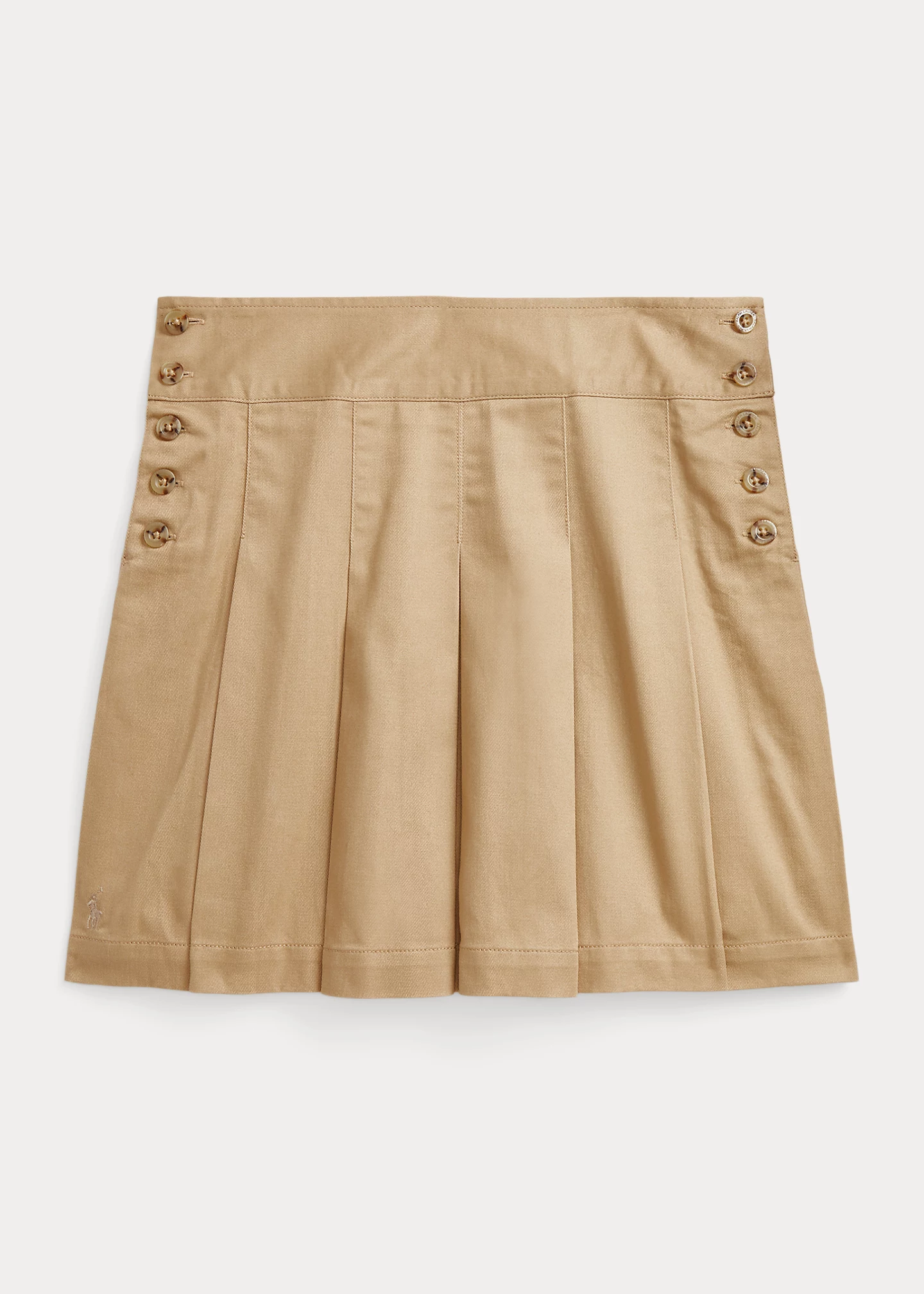 Pleated Cotton Twill Skirt