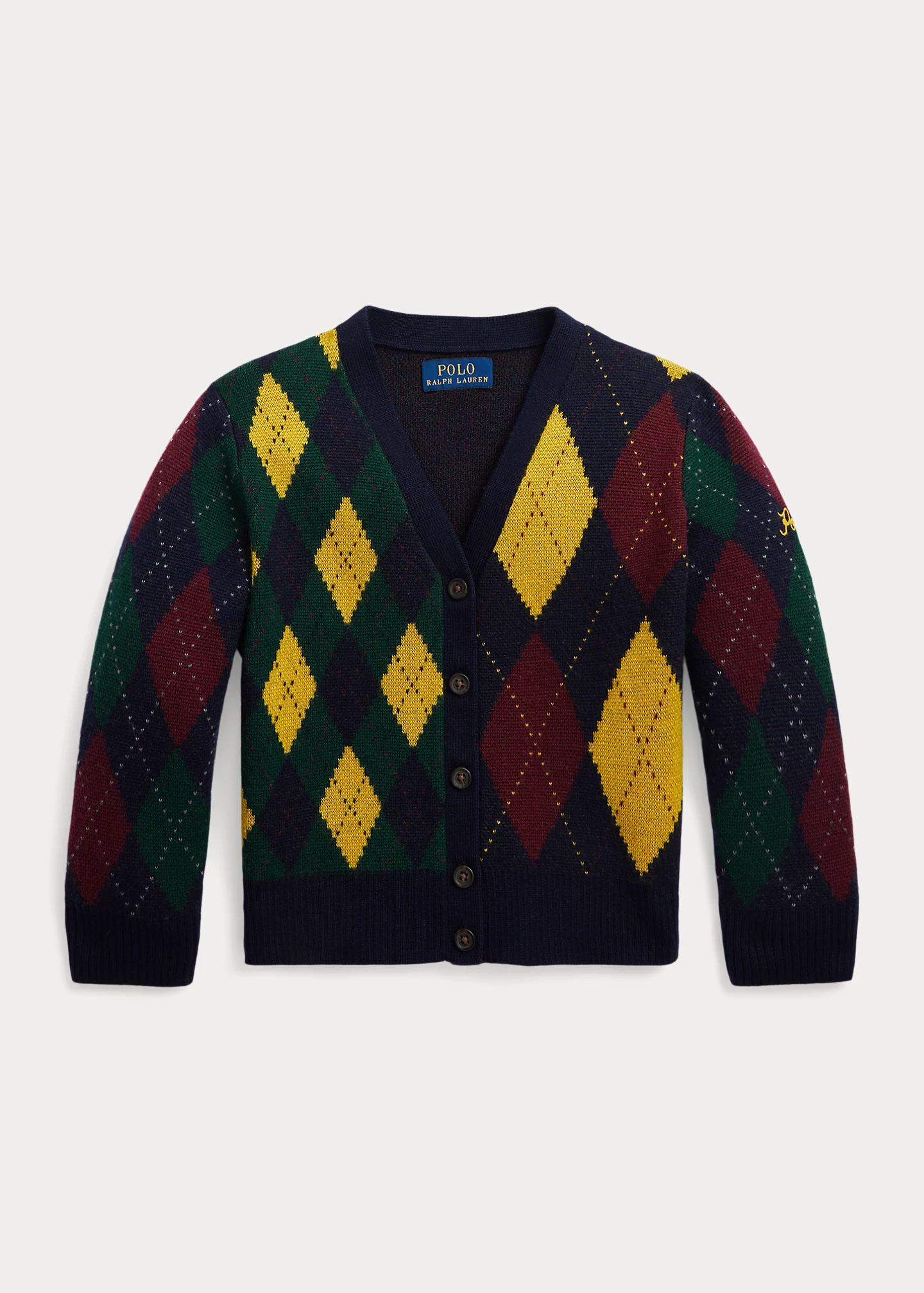 Argyle Wool V-Neck Cardigan