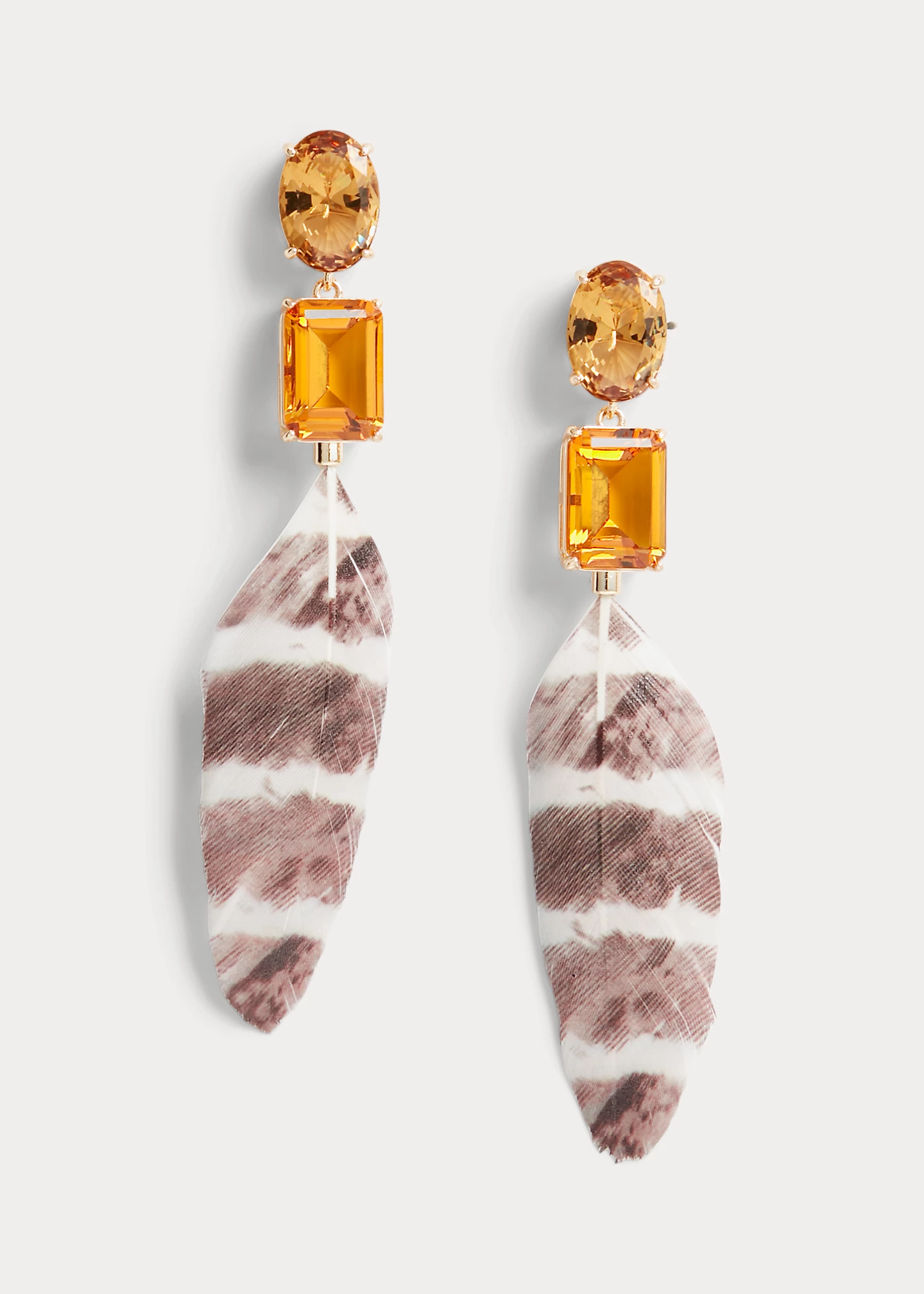 Stone & Feather Drop Earrings