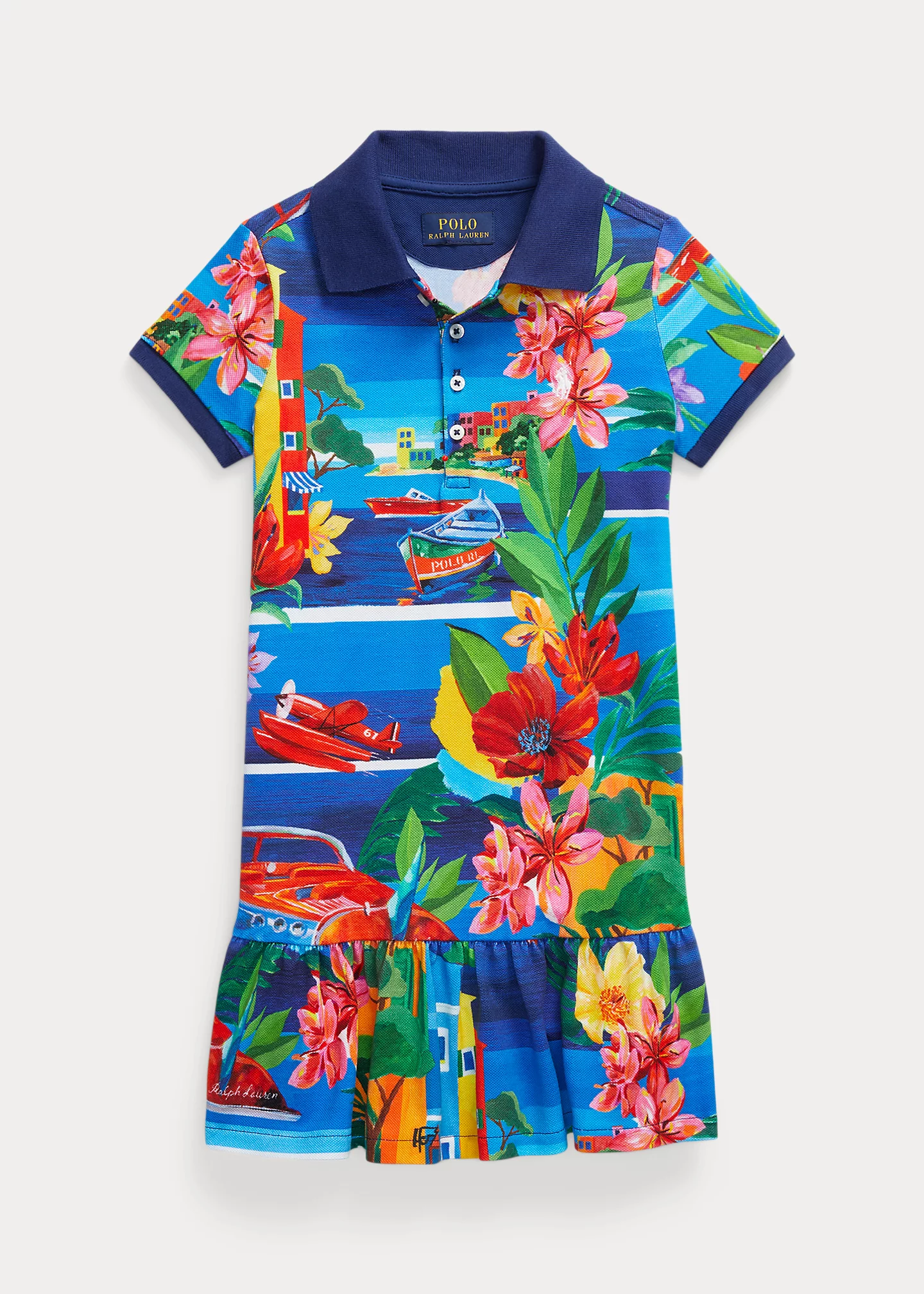 Stretch Mesh Graphic Polo Dress