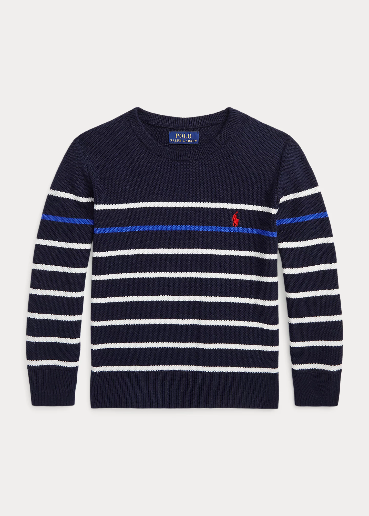 Striped Mesh-Knit Cotton Sweater