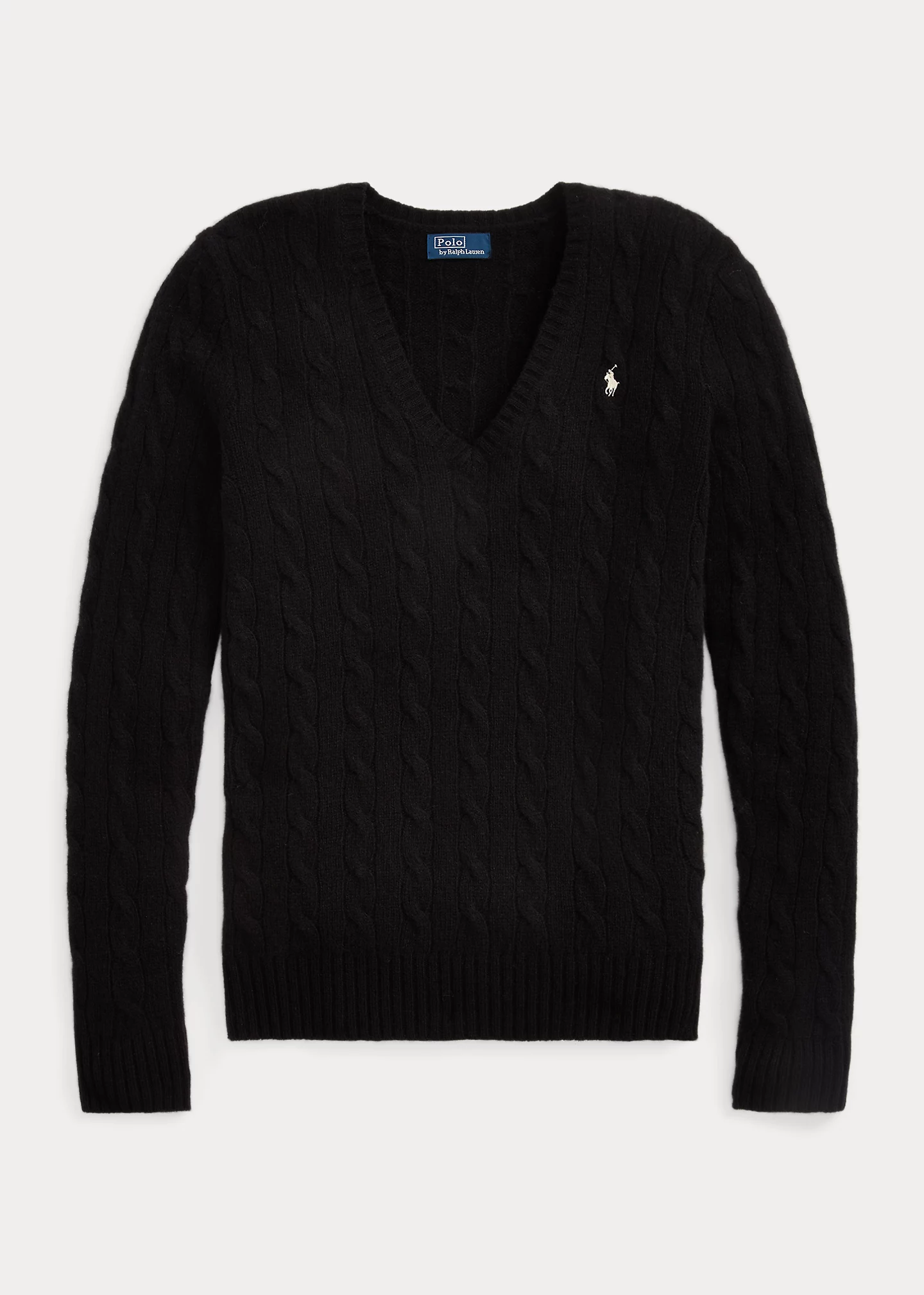 Cable-Knit Wool-Cashmere V-Neck Sweater