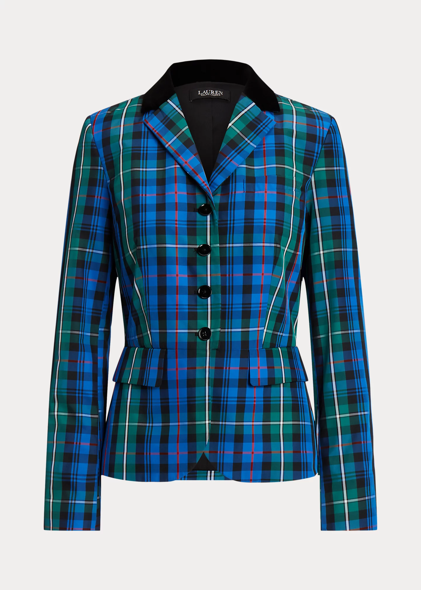 Checked Plaid Taffeta Peplum Jacket