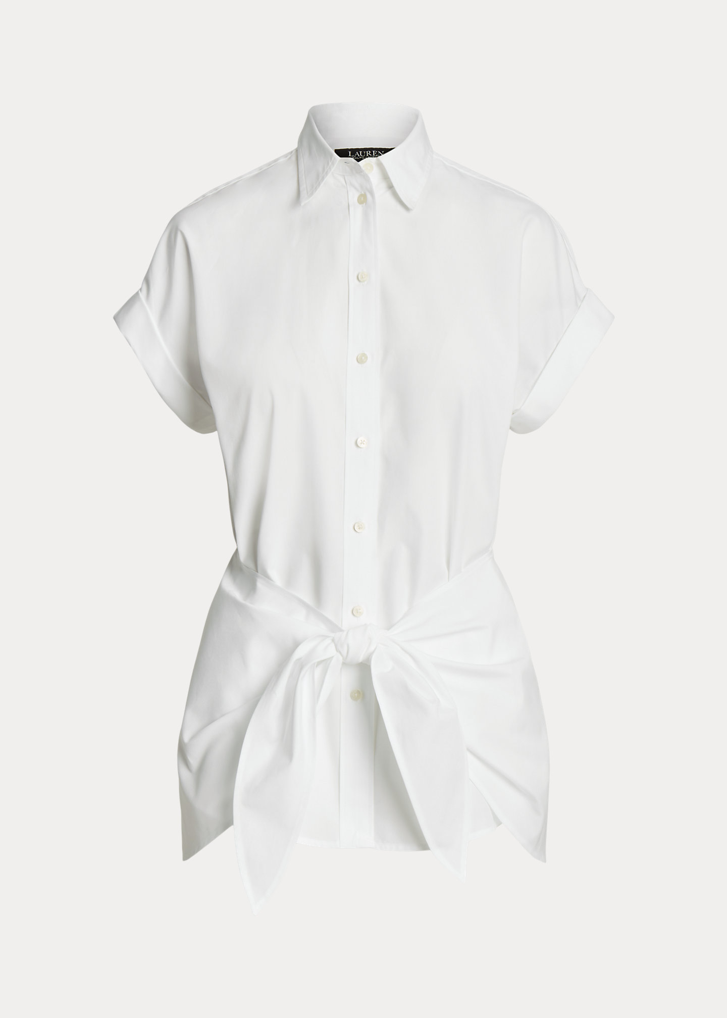 Tie-Front Cotton Broadcloth Shirt