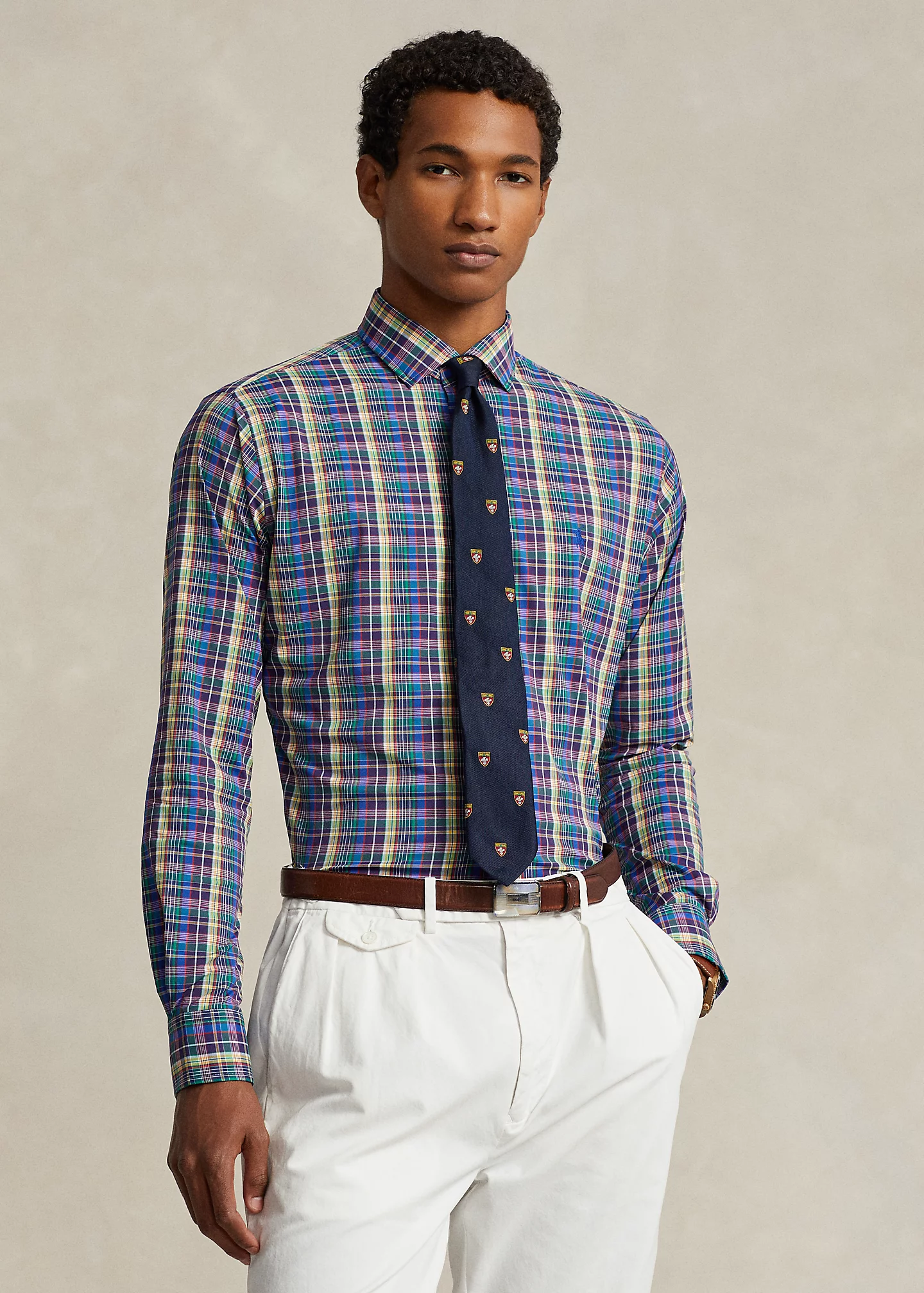 Classic Fit Plaid Stretch Twill Shirt