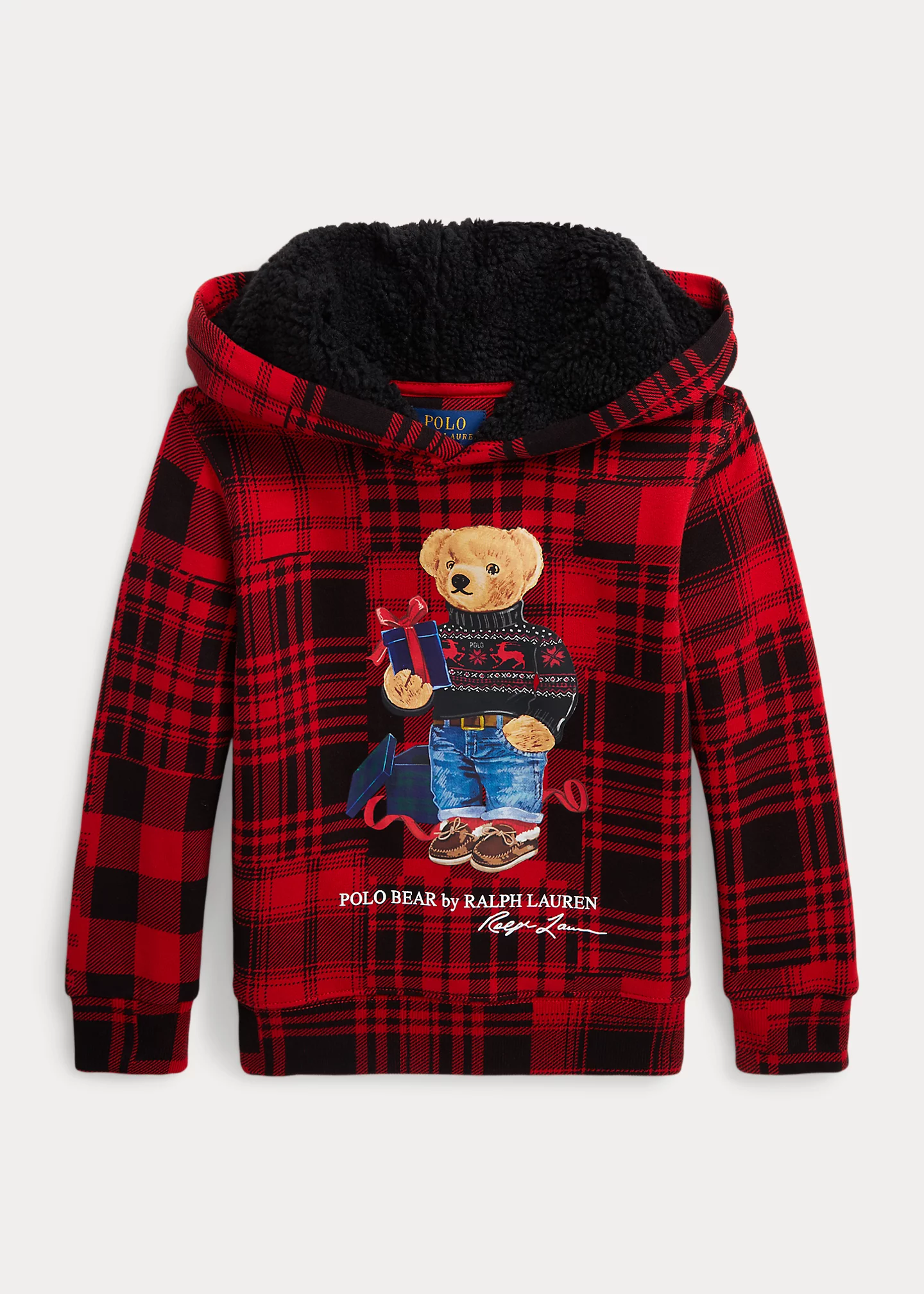 Polo Bear Plaid Fleece Hoodie