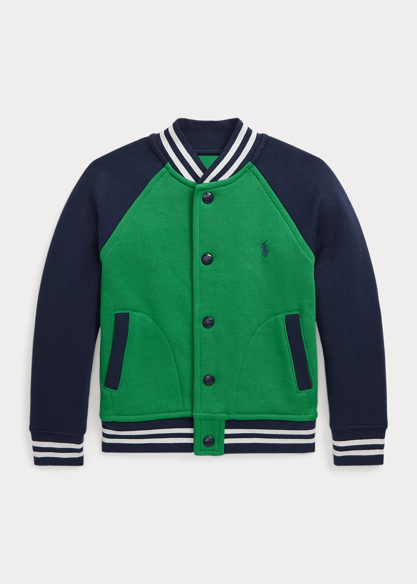 Color-Blocked Fleece Baseball Jacket