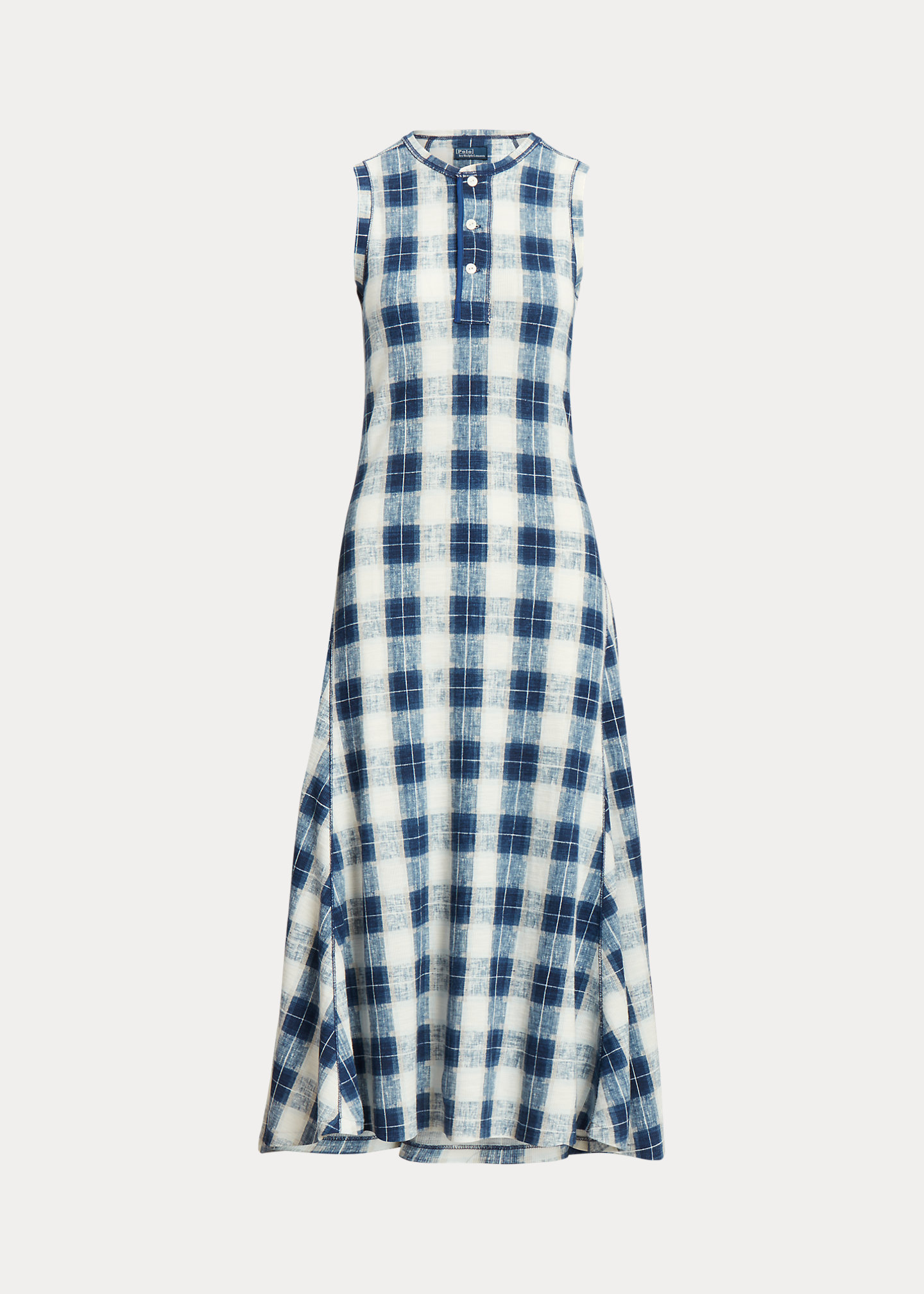 Buffalo Plaid Cotton Henley Dress