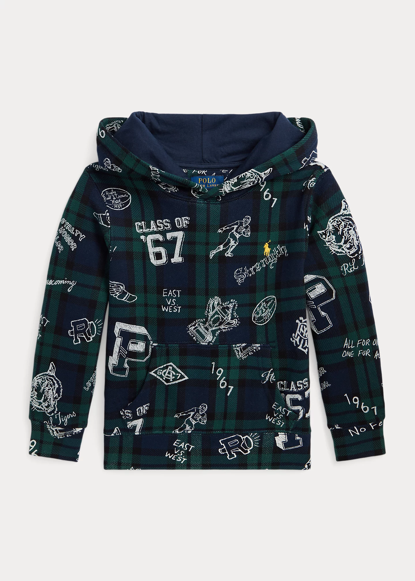 Plaid Fleece Graphic Hoodie