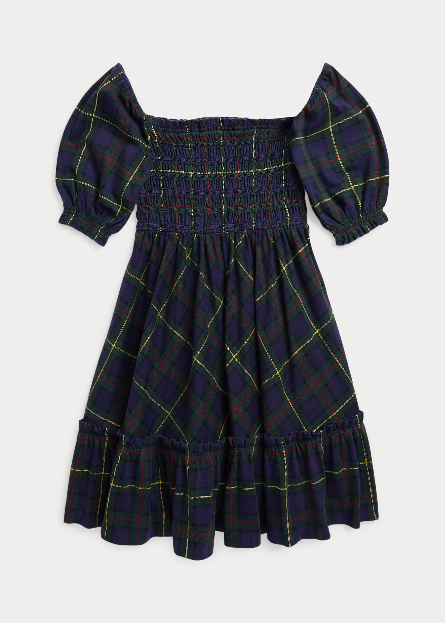 Plaid Smocked Cotton Jersey Dress