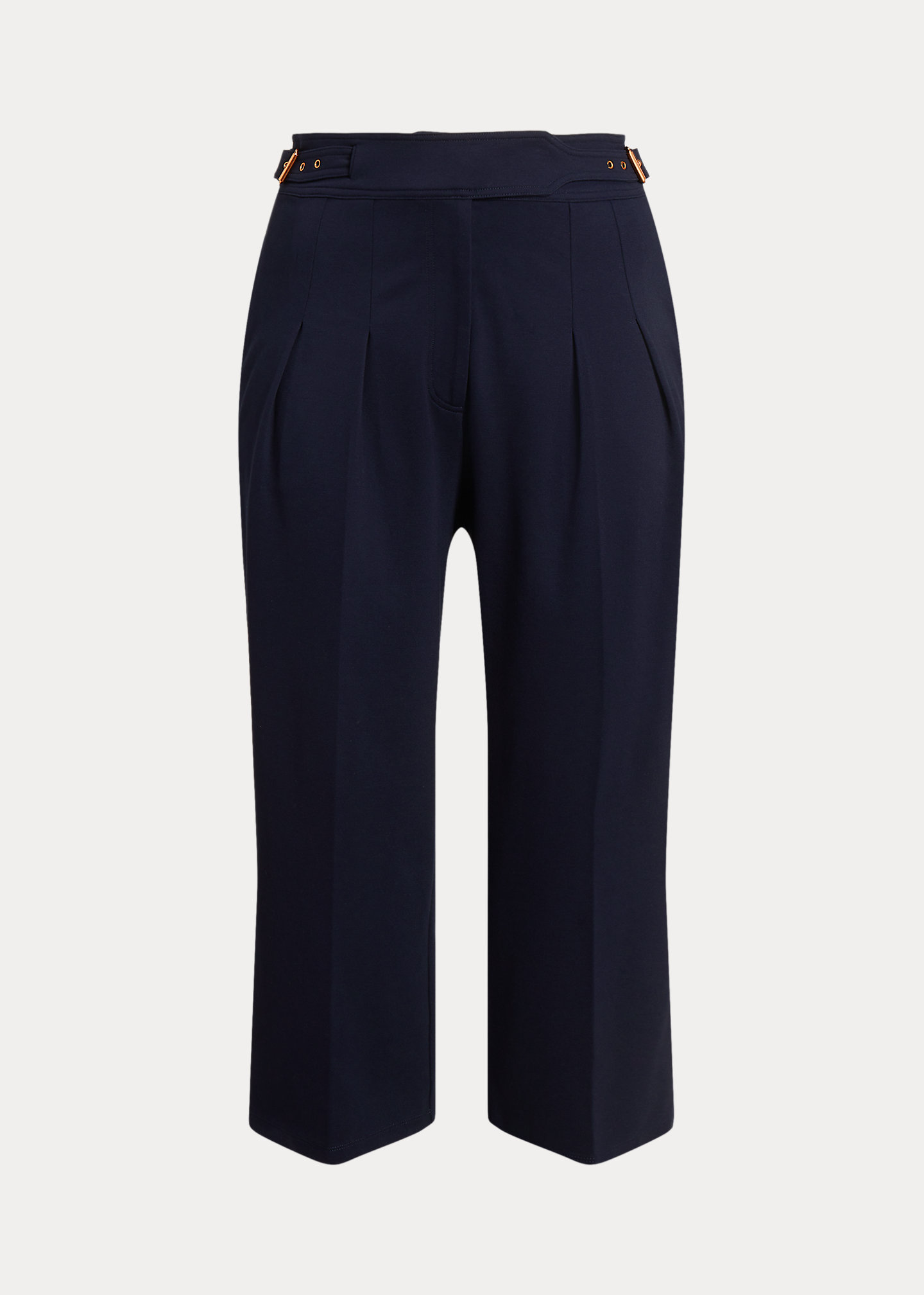 Belted Pleated Ponte Cropped Pant